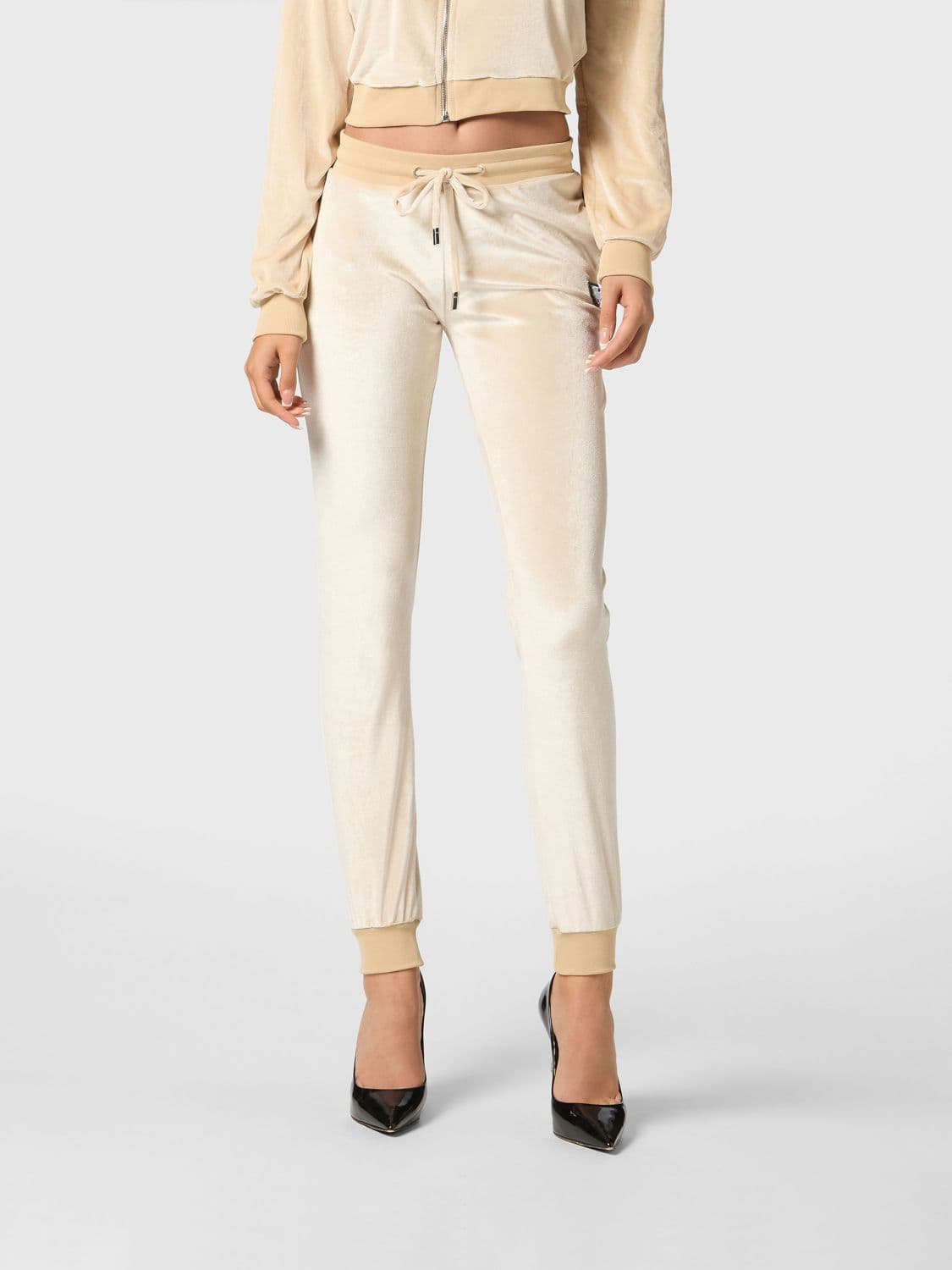 Philipp Plein Slim Fit Chenille Velvet Jogging Trousers with Drawstring Waist