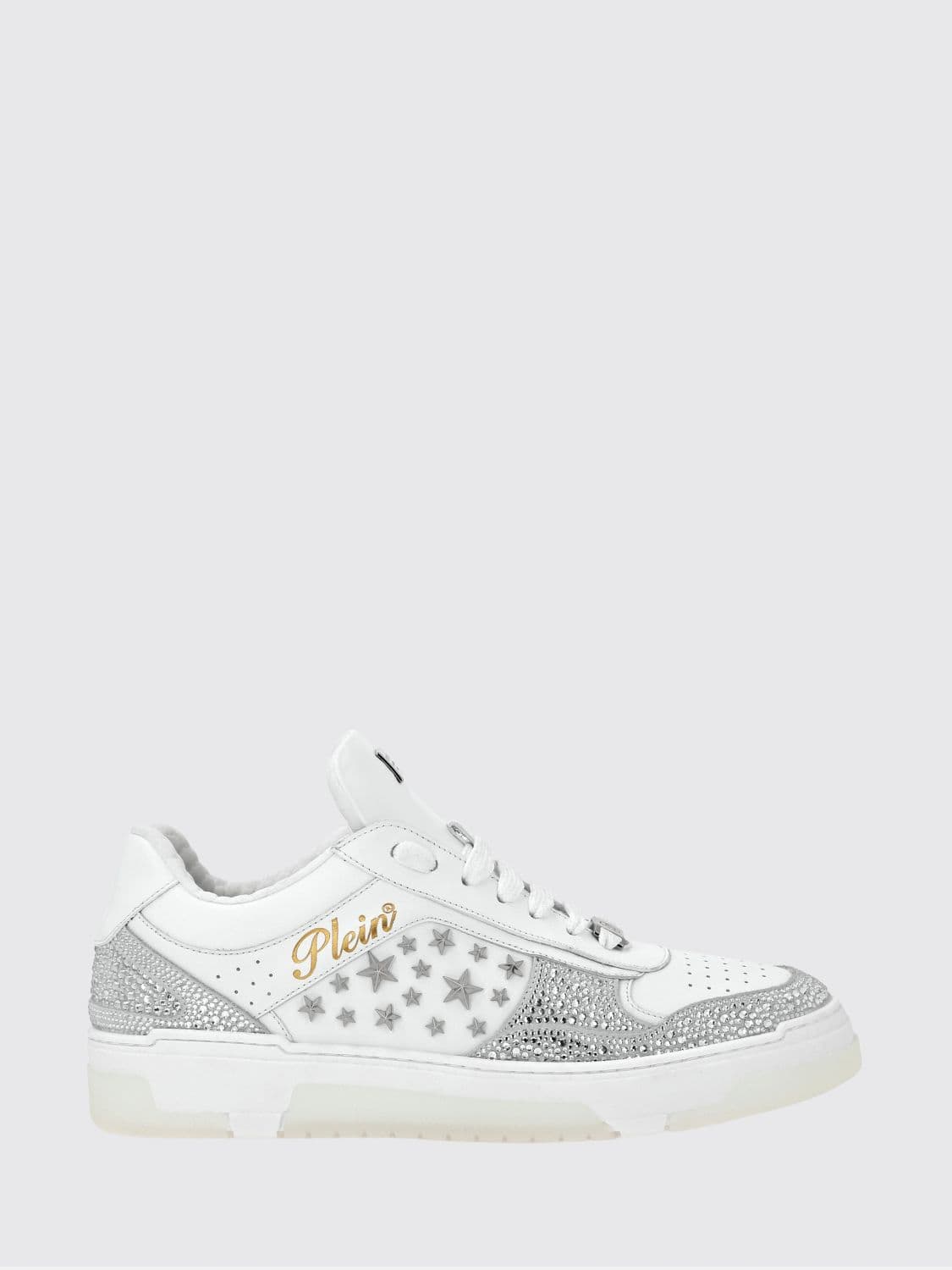 Philipp Plein Low-Top Leather and Suede Sneakers with Studs and Rhinestones