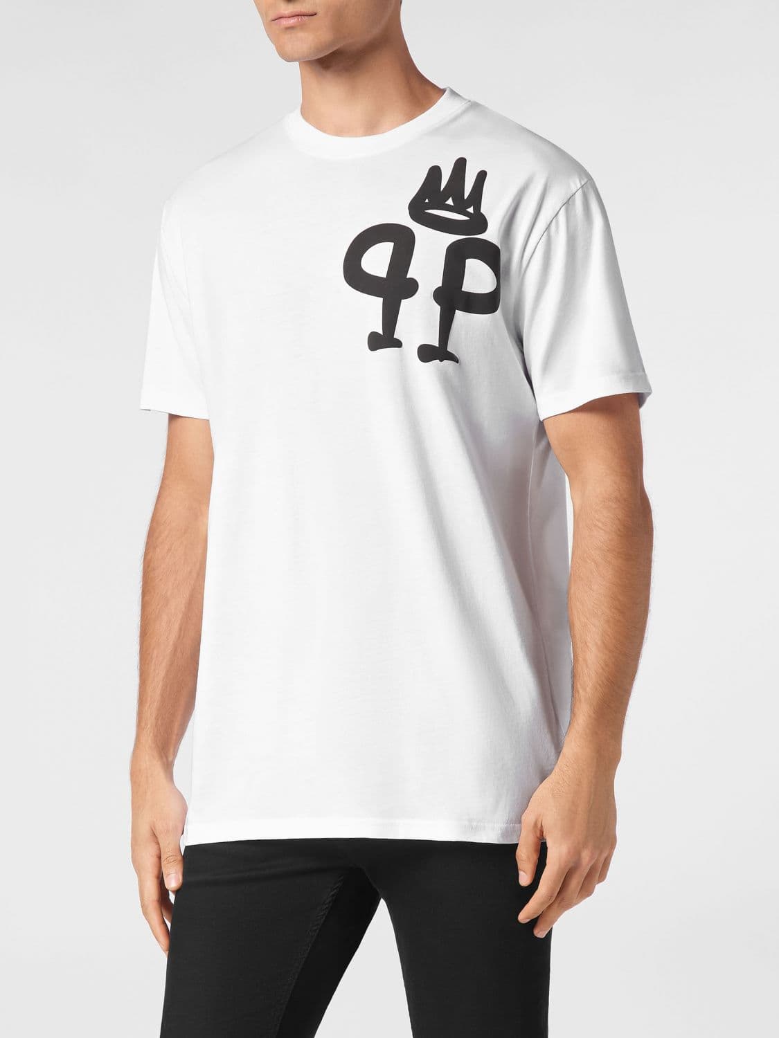 Philipp Plein Dropped Shoulder Cotton T-Shirt with Monogram Logo