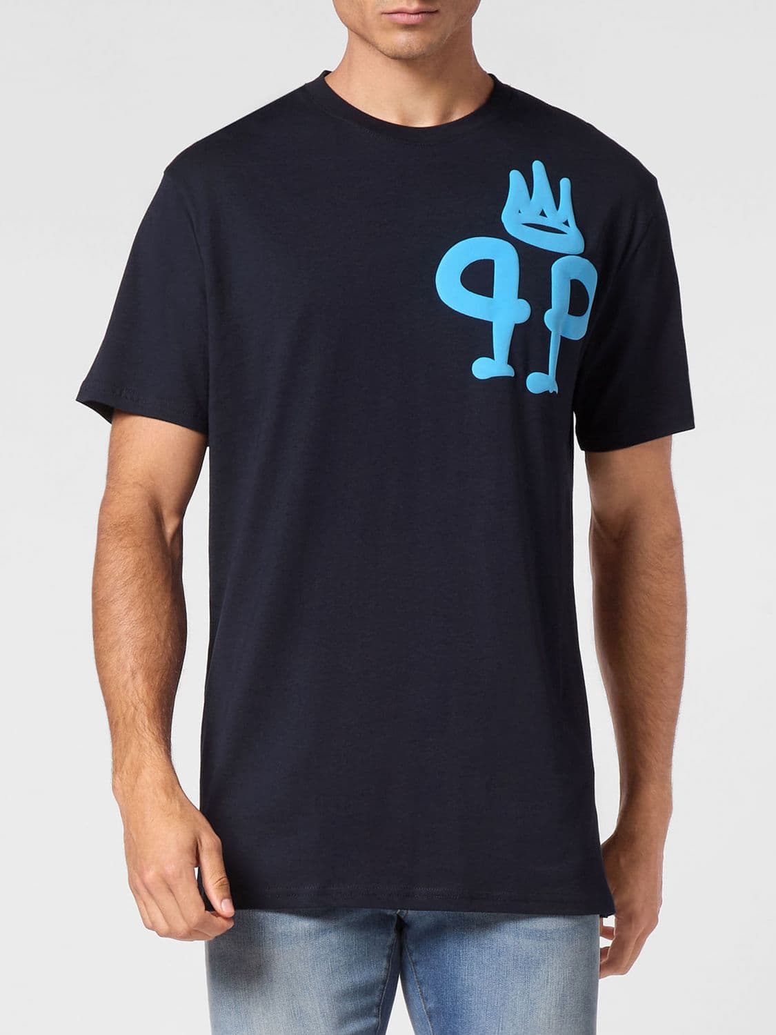 Philipp Plein Dropped Shoulder Cotton T-Shirt with Monogram Logo