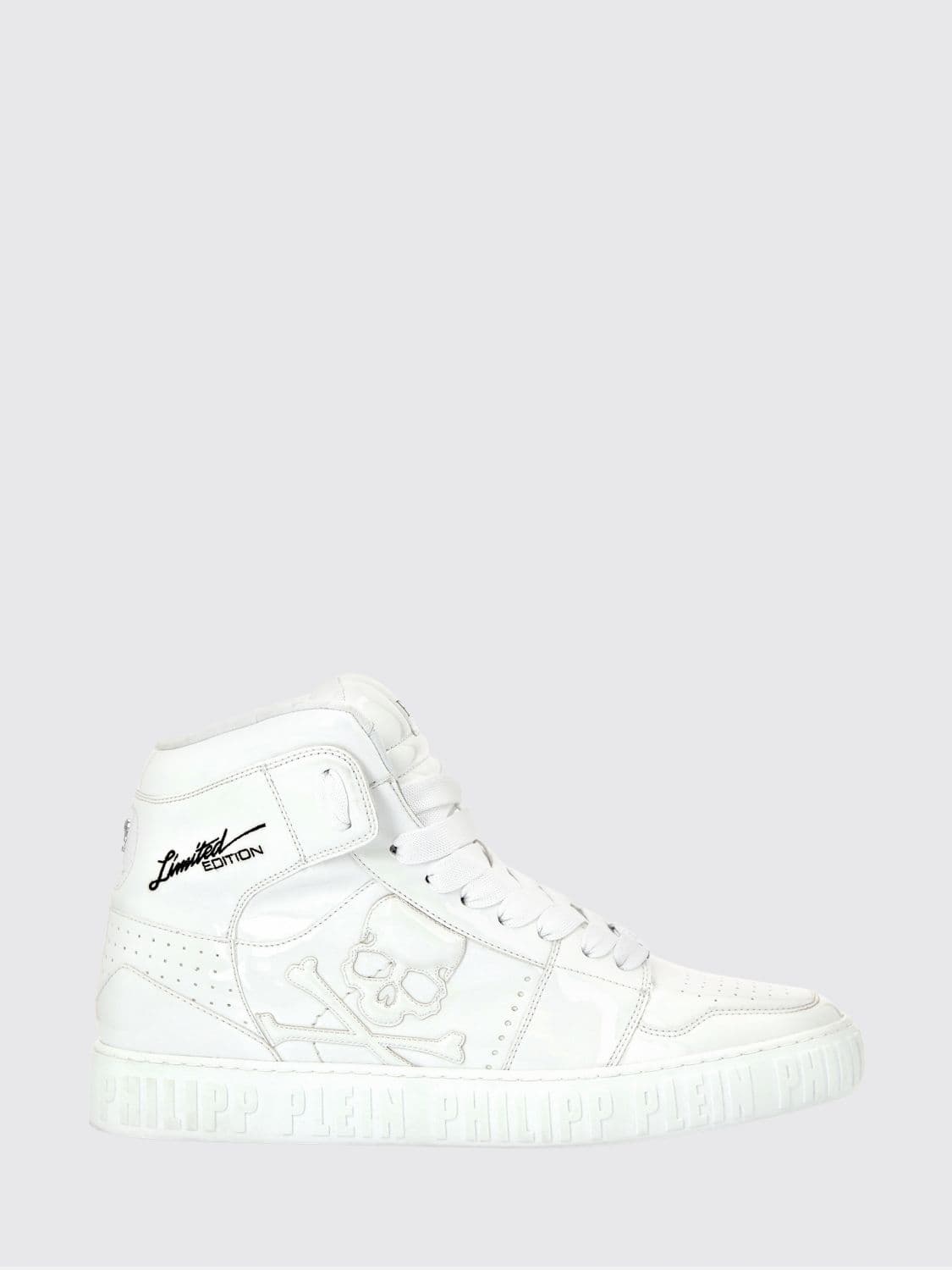 Philipp Plein Super Street Skull Bones High-Top Leather Sneakers with Skull