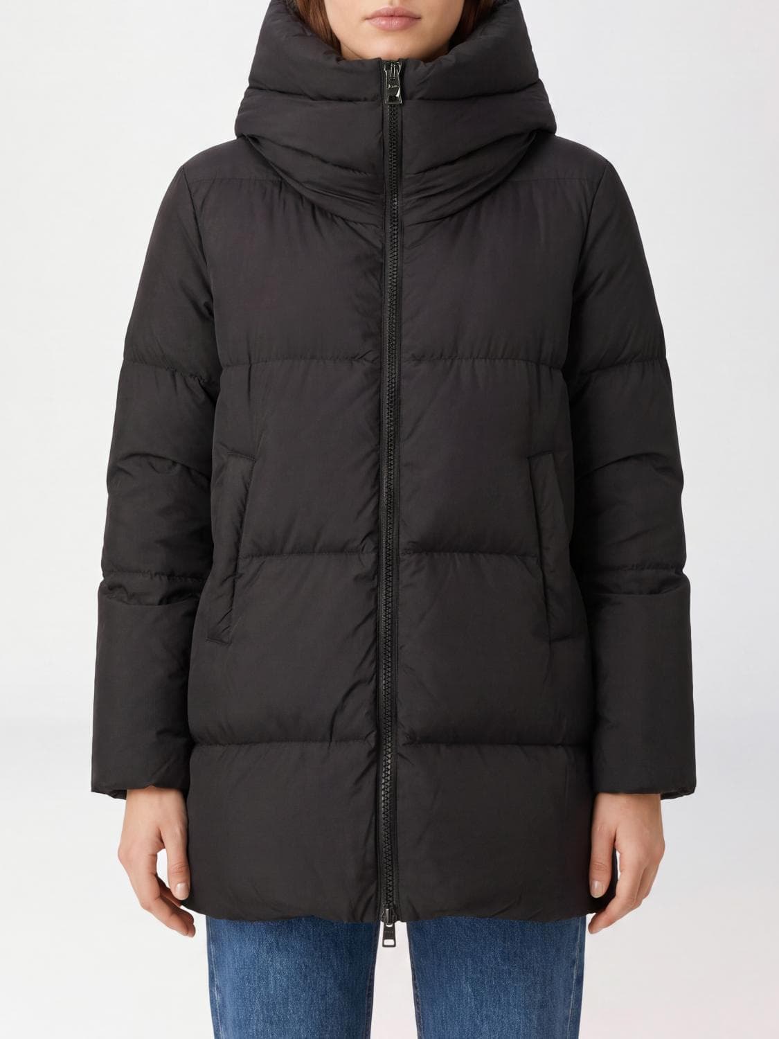 Herno A-Shape Quilted Nylon Down Jacket with Funnel Neck