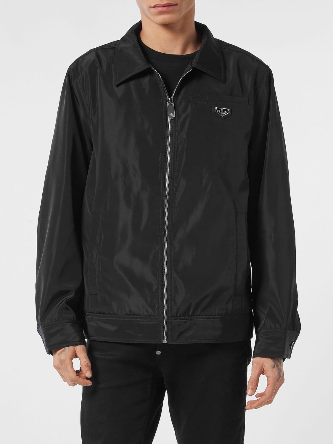 Philipp Plein Polyester Shirt-Style Lightweight Jacket with Zip Closure