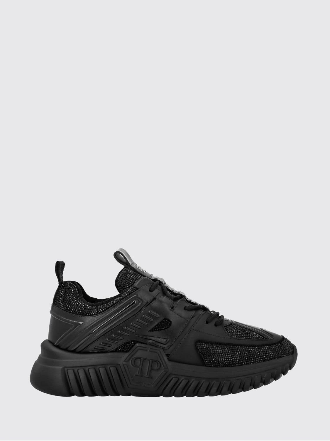 Philipp Plein Supersonic Leather and Suede Trainers with Crystals and Chunky Sole