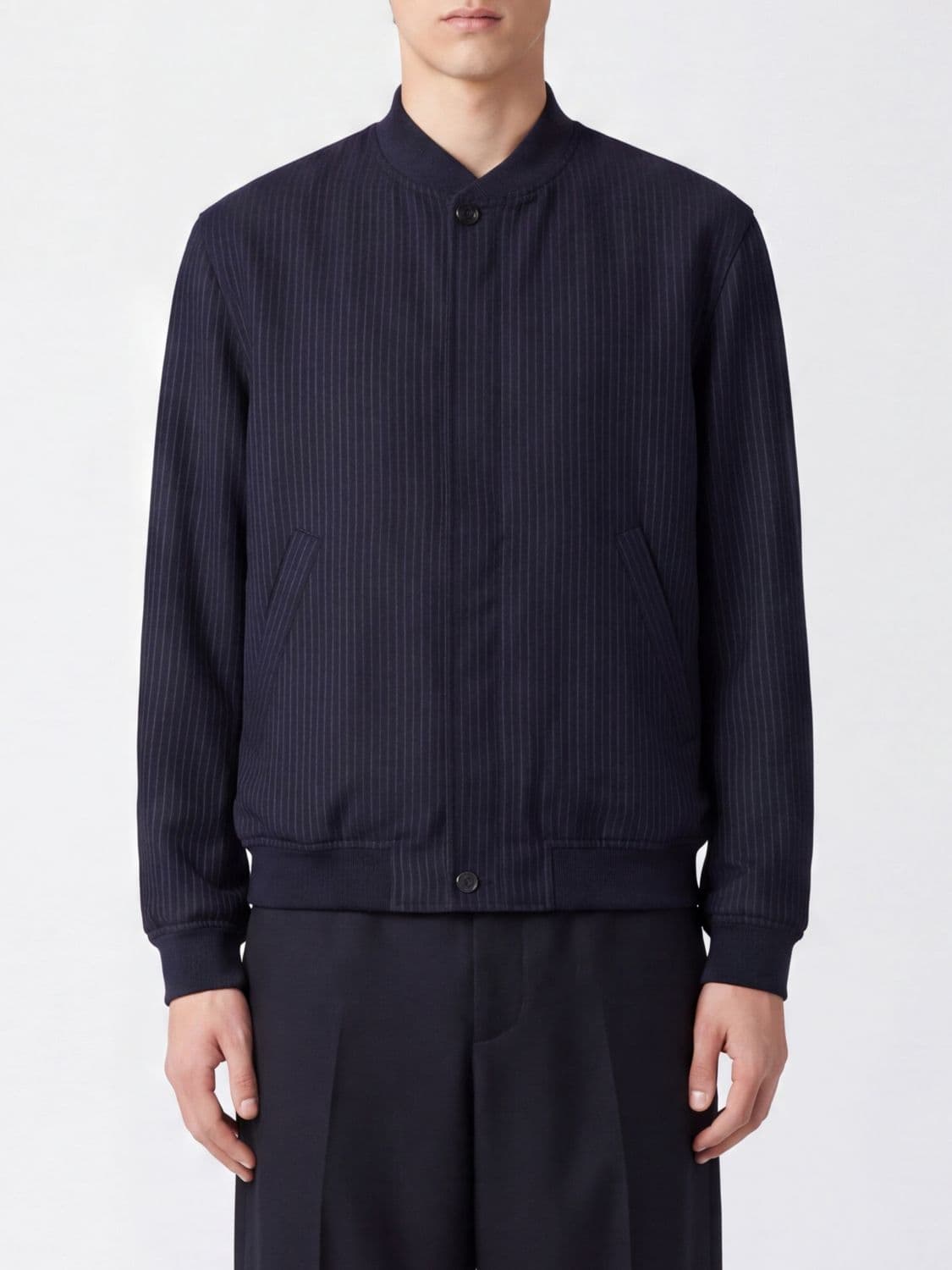 Givenchy Pinstriped Wool-Blend Bomber Jacket with High Neck and Elasticated Cuffs