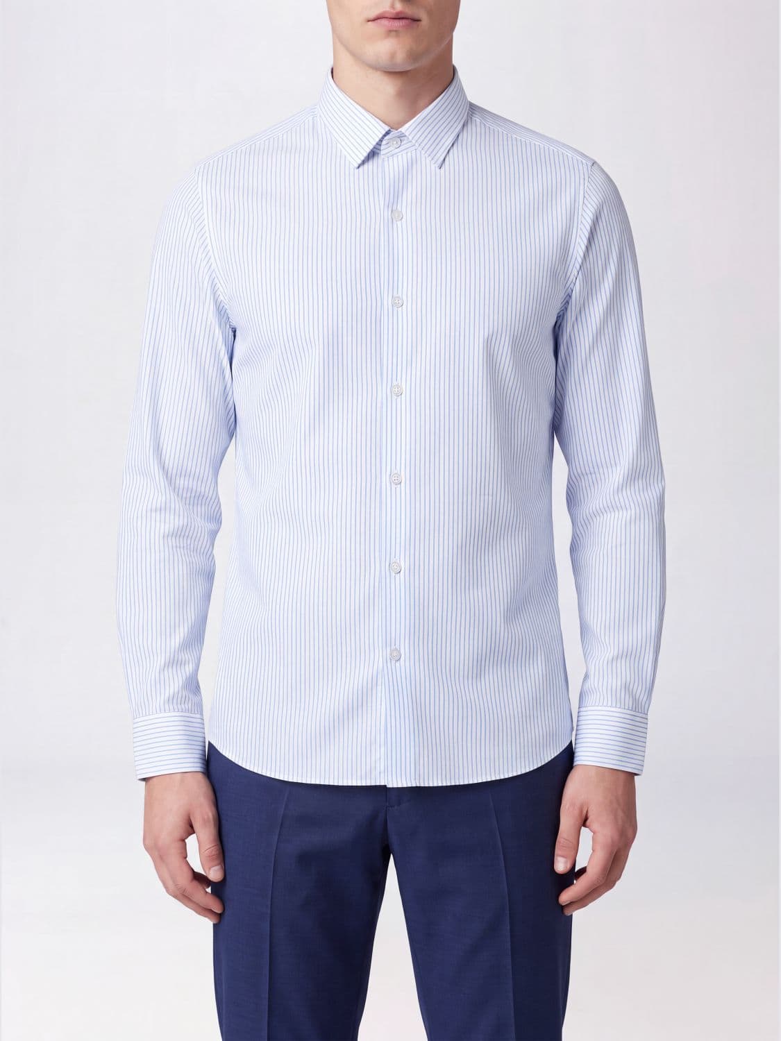 Rrd Striped Technical Fabric Shirt with a Slim Fit and Classic Collar