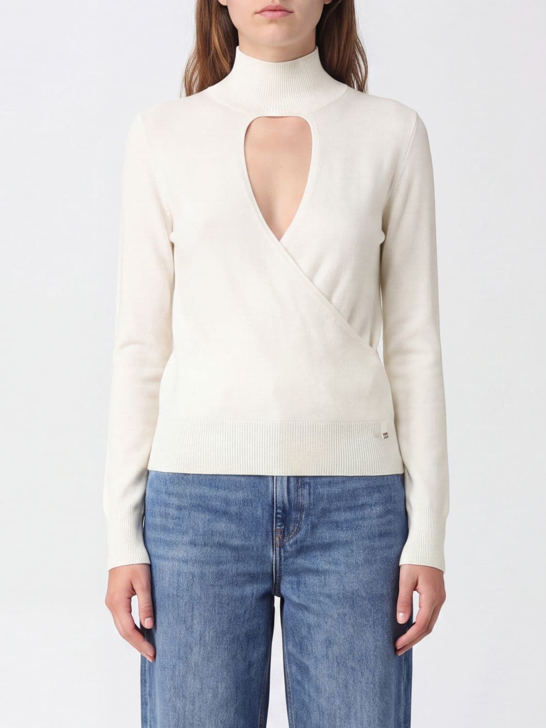 Herno Slim Fit Wool Turtleneck Sweater with Cut-Out Detail on the Neckline