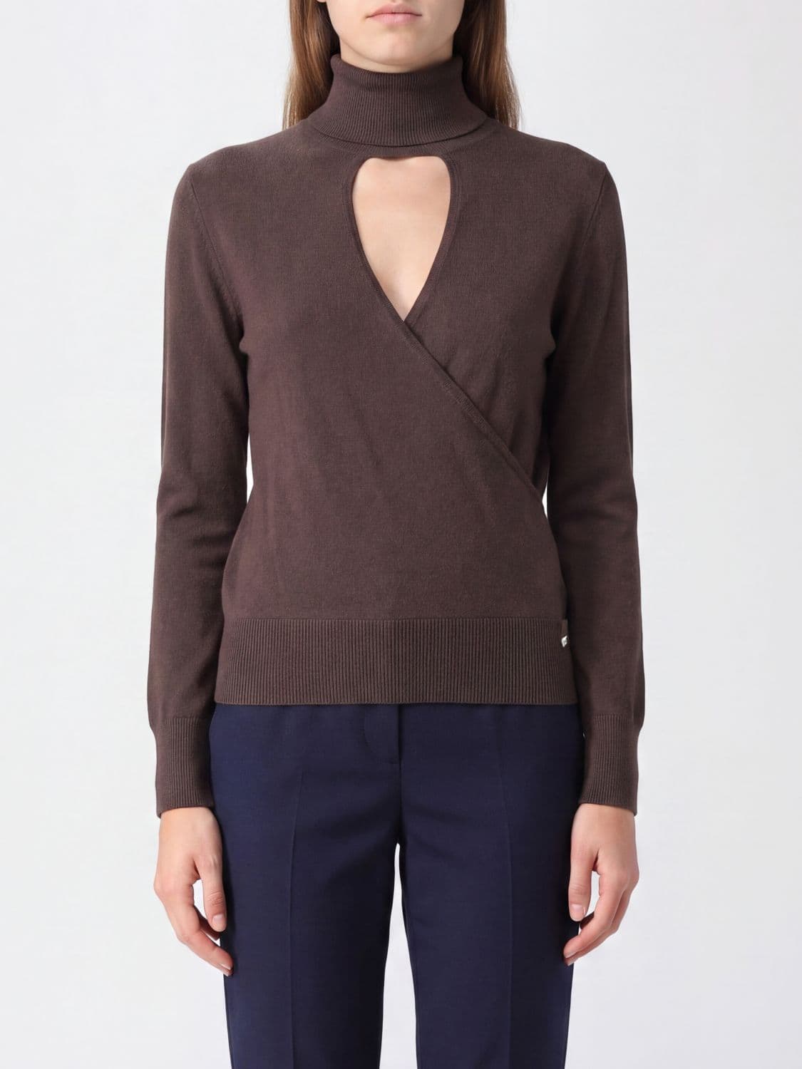 Herno Slim Fit Wool Turtleneck Sweater with Cut-Out Detail on the Neckline
