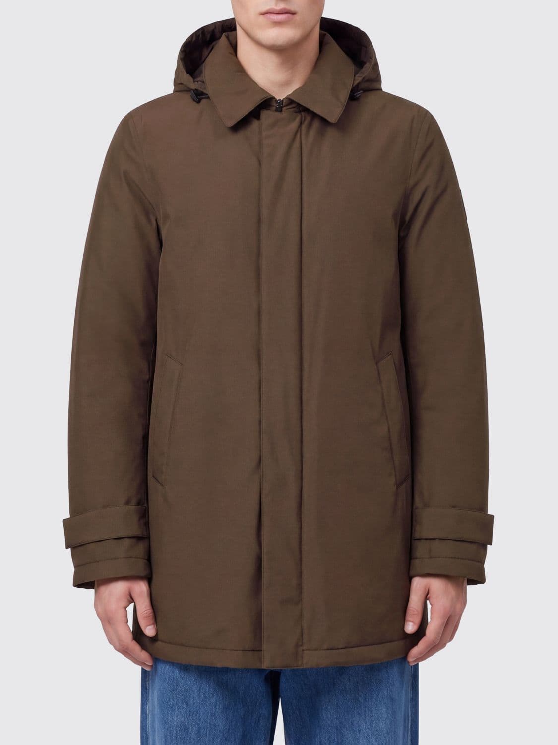 Herno Water-Repellent Hooded Windbreaker Jacket in Nylon with Rear Vent