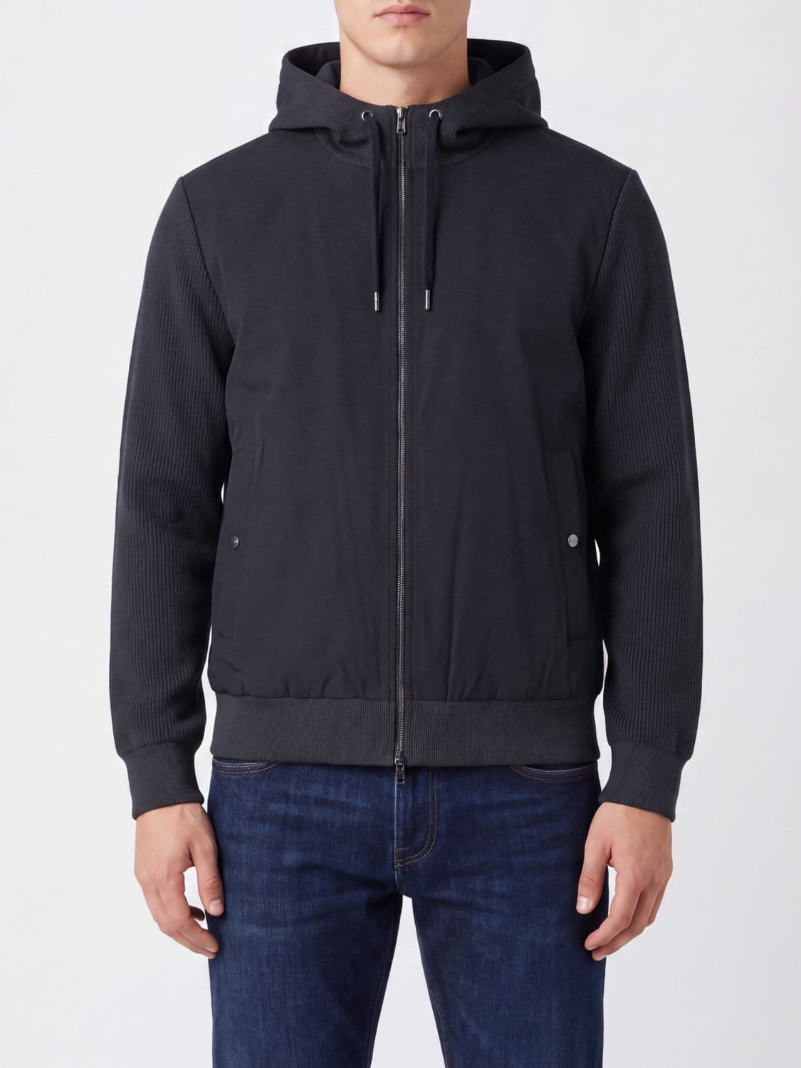 Herno Hooded Cotton-Blend Zip-Up Cardigan with Drawstring