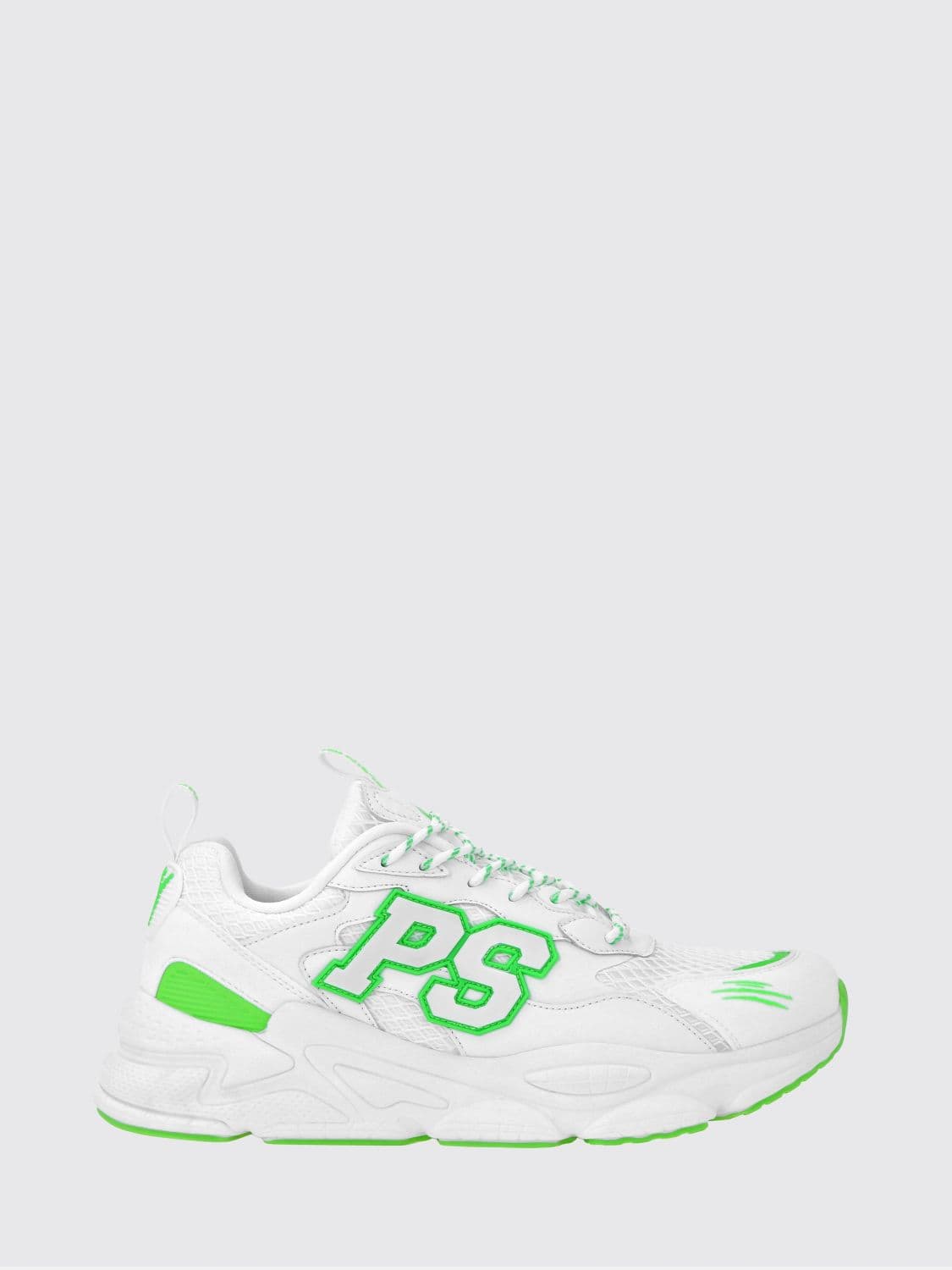 Plein Sport Leather and Mesh Low-Top Trainers with Contrast Monogram
