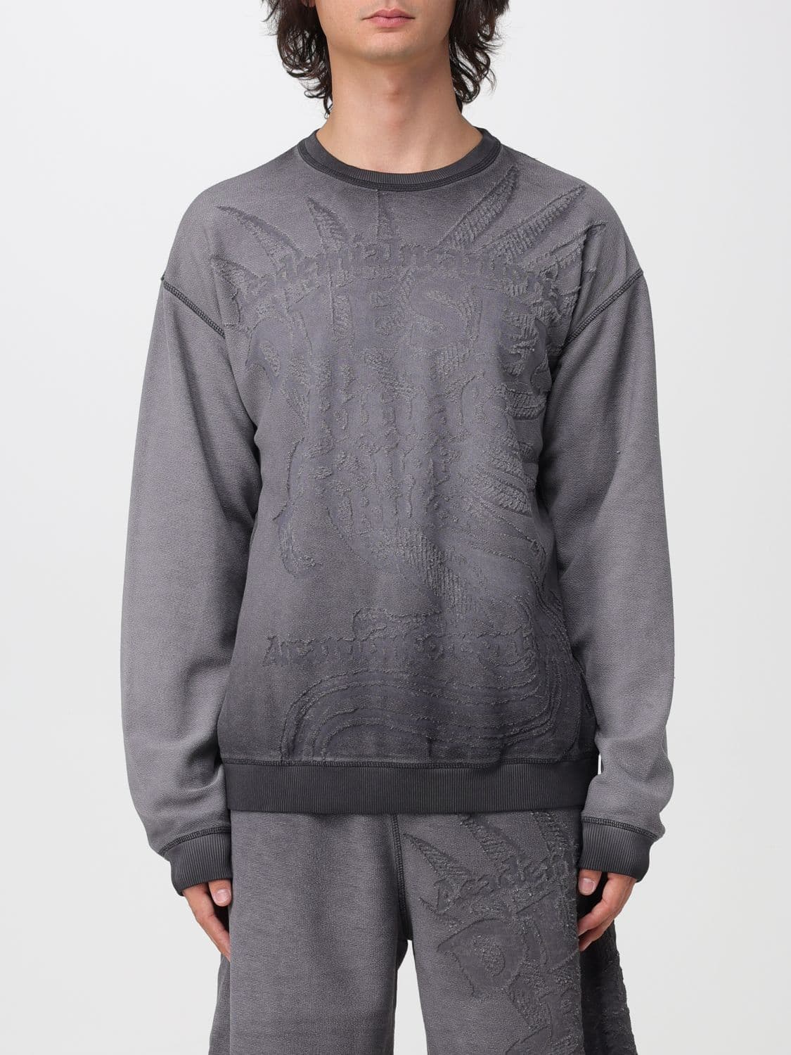 Diesel Relaxed Fit Graphic Print Crewneck Jumper in Cotton Blend