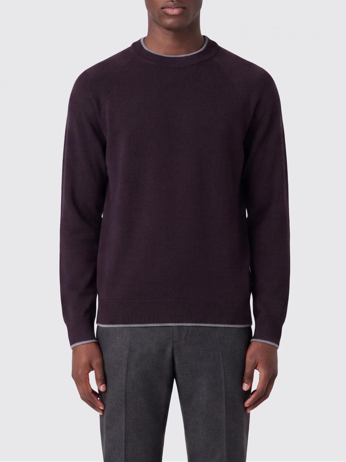 Eleventy Long-Sleeved Crewneck Jumper in Pure Wool with Ribbed Trims