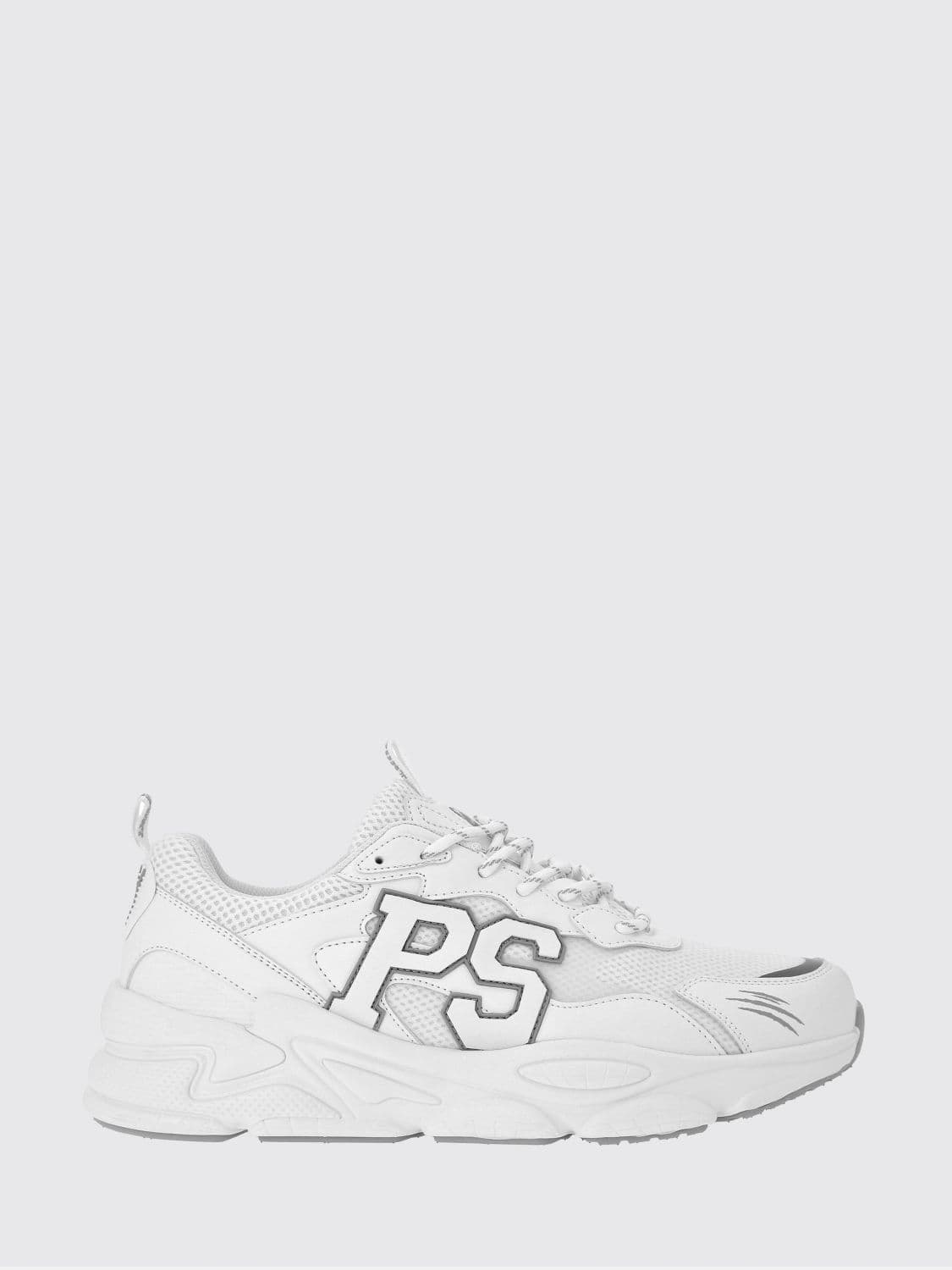 Plein Sport Low-Top Sneakers in Leather and Mesh with Contrast Monogram