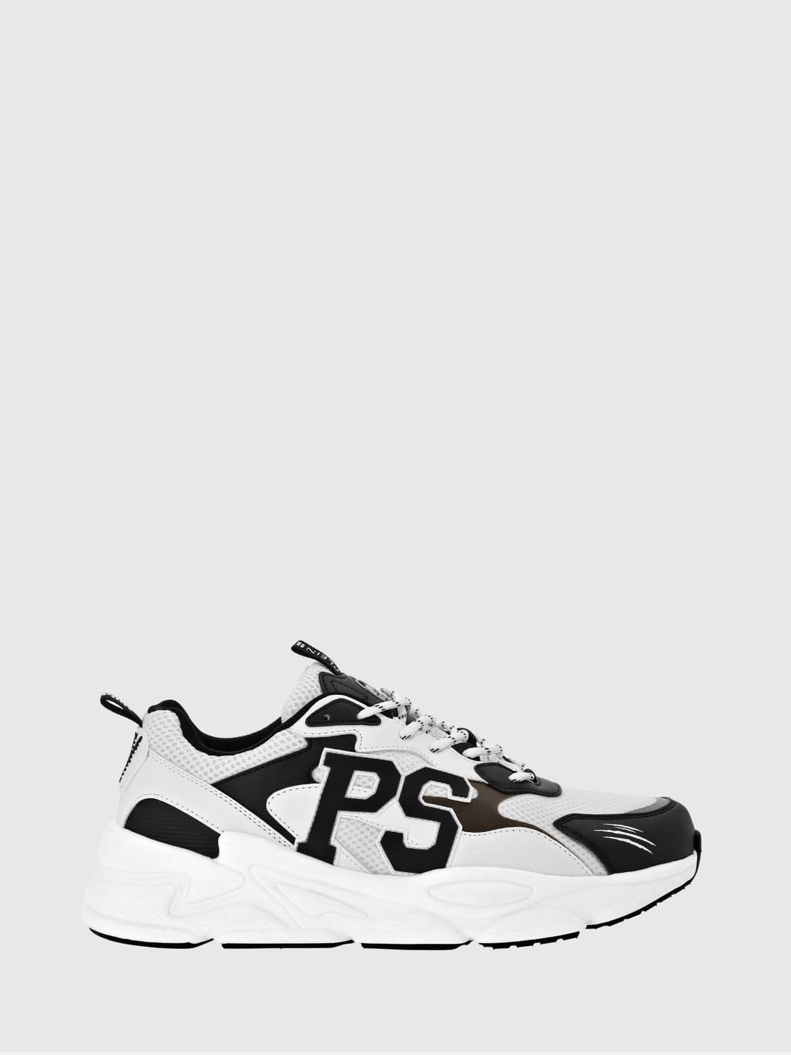 Plein Sport Low-Top Sneakers in Leather and Mesh with Contrast Monogram