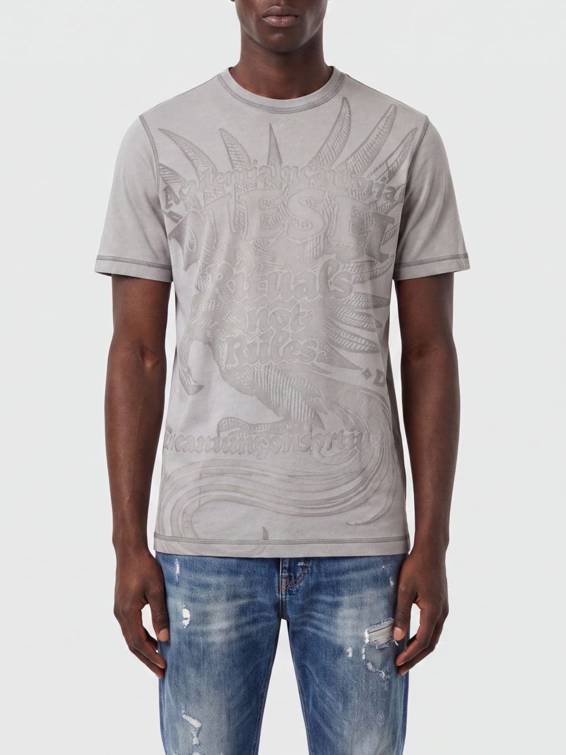 Diesel Slim Fit Graffiti Logo Print T-Shirt in Cotton