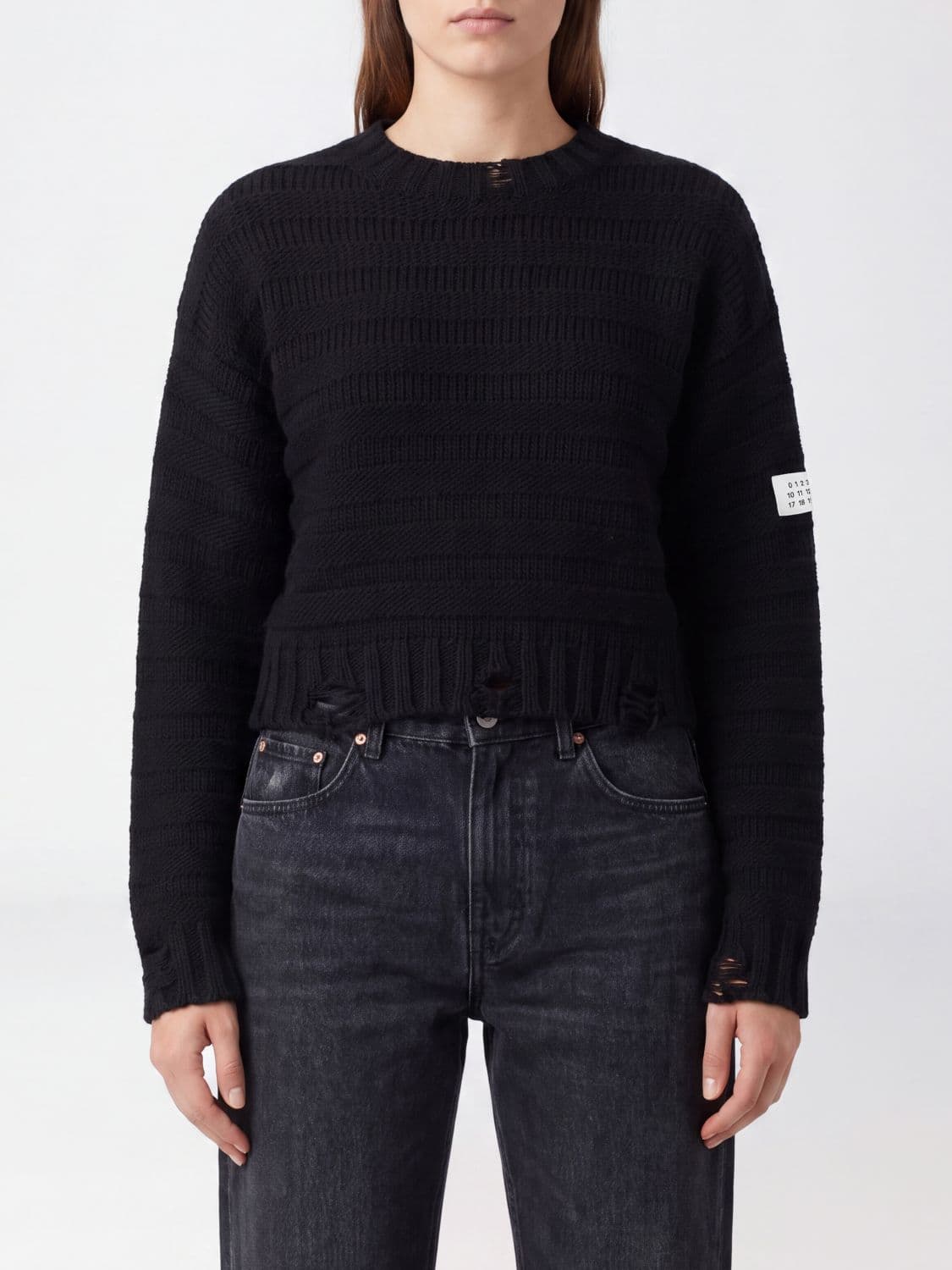 Mm6 Maison Margiela Virgin Wool Crewneck Jumper with Numeric Logo