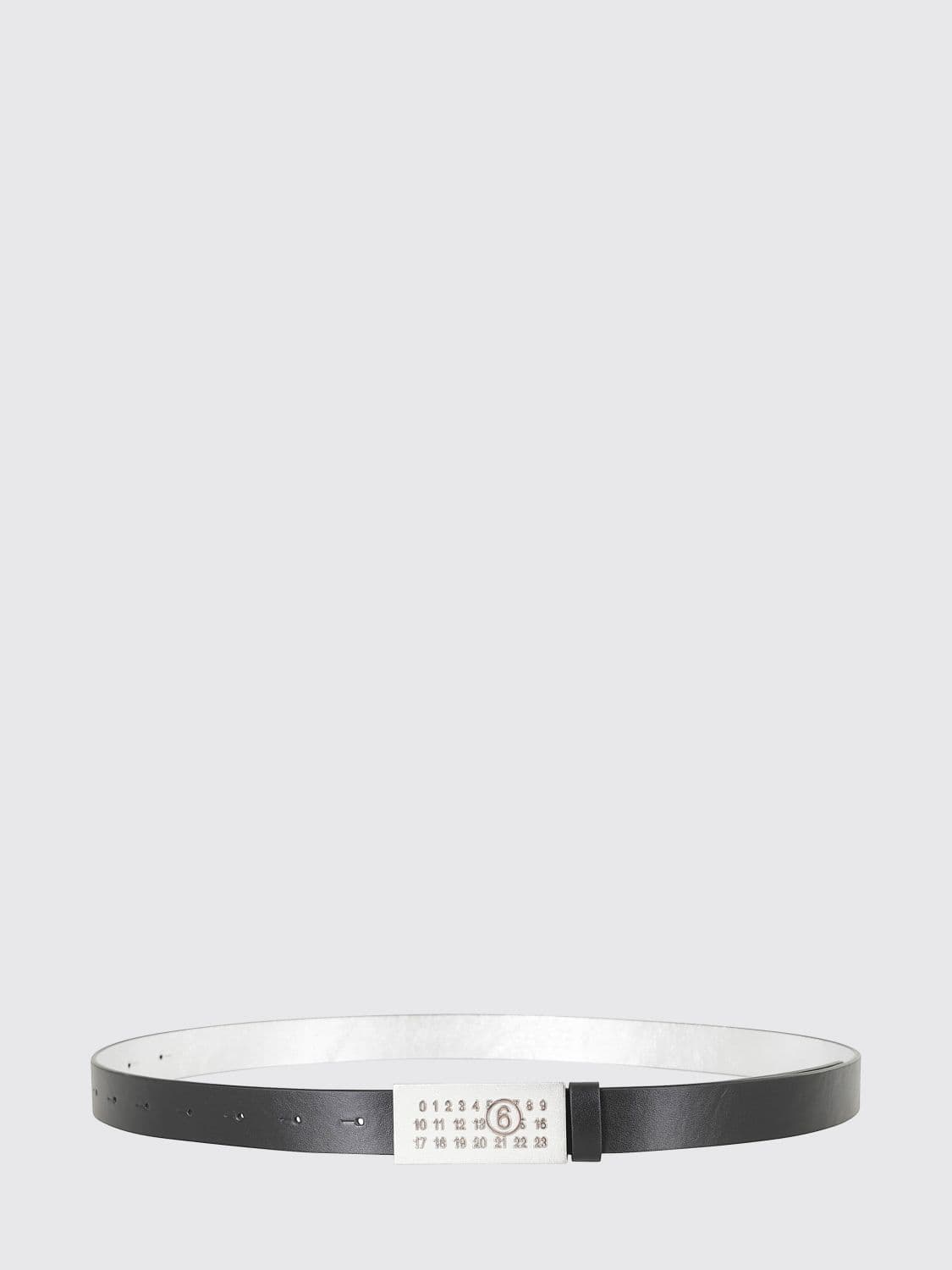 Mm6 Maison Margiela Smooth Calfskin Leather Belt with Numeric Monogram Buckle · OS