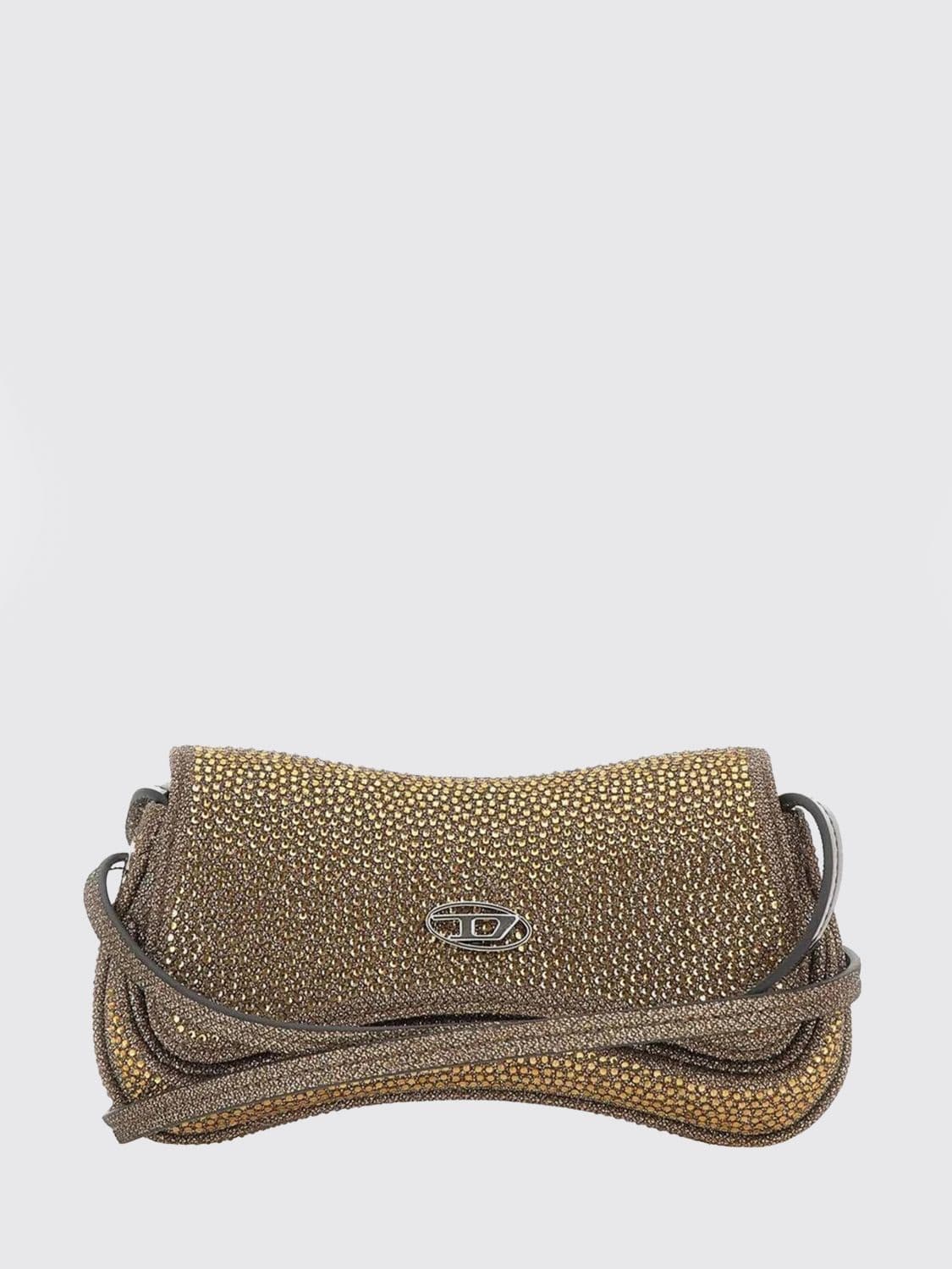 Diesel Play Lurex Mini Crossbody Bag with Oval D Logo and Rhinestones