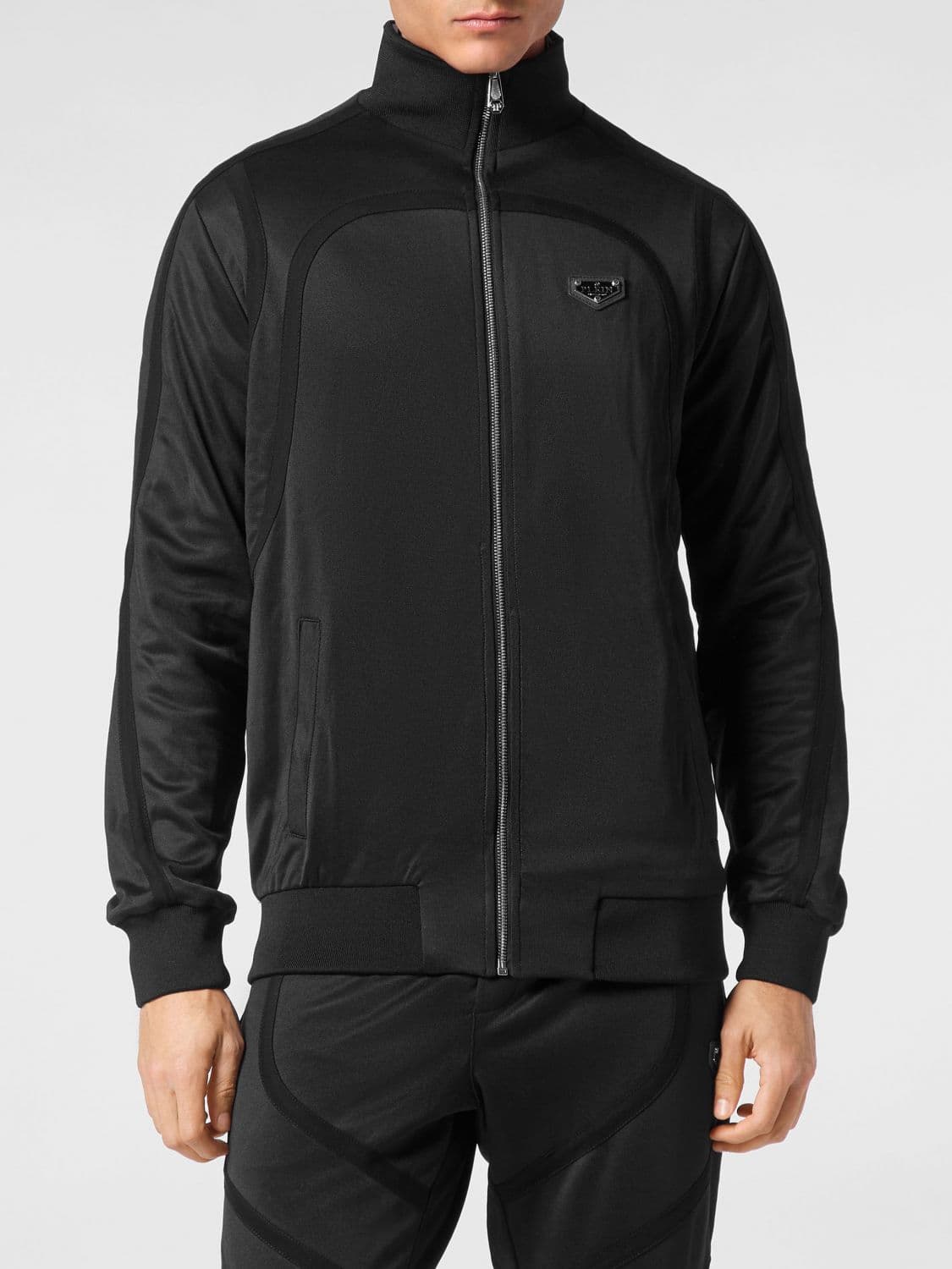 Philipp Plein Slim Fit Cotton-Blend Zip-Up Sweatshirt with High Neck