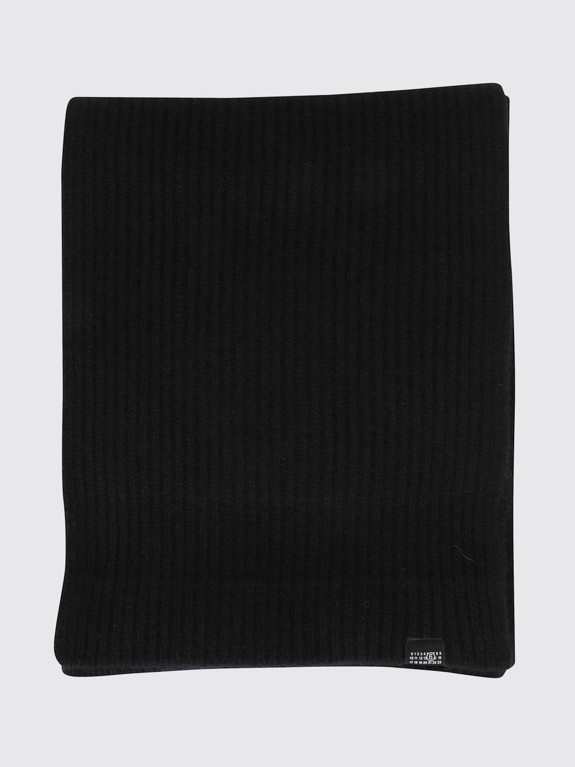 Mm6 Maison Margiela Ribbed Wool Scarf with Applied Numeric Logo Patch