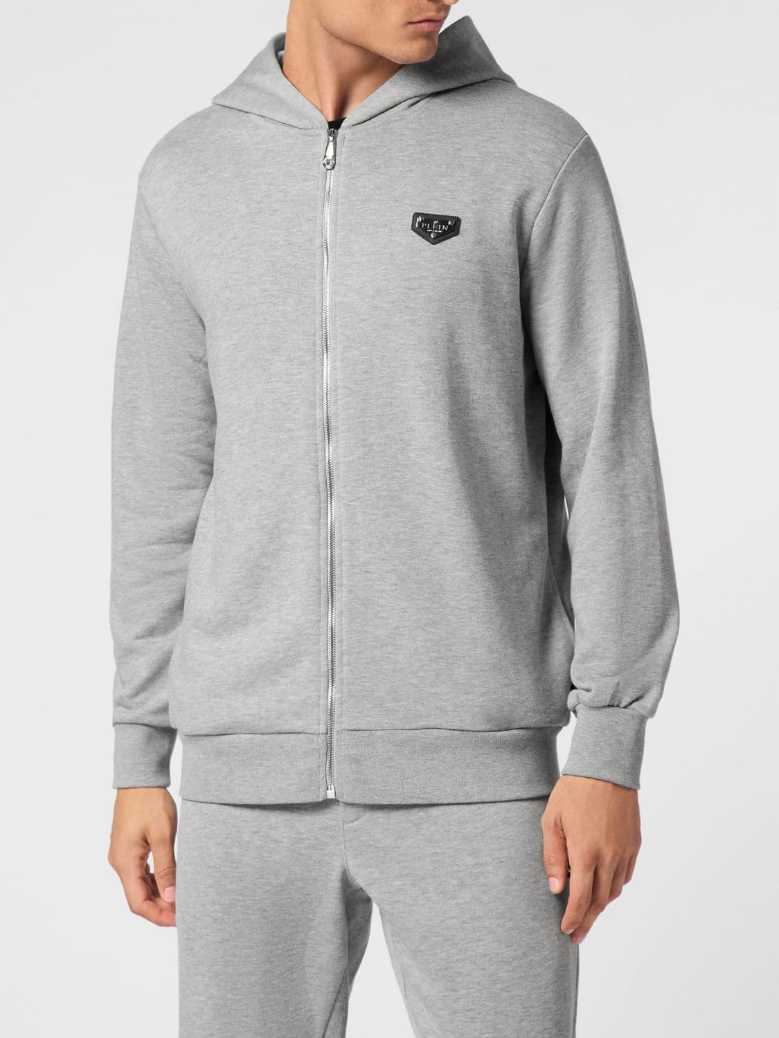 Philipp Plein Cotton Zip-Up Hoodie with Slit Pockets