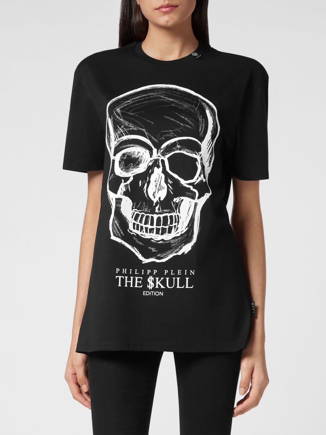 Philipp Plein Skull Jersey T-Shirt with Contrast Logo Print