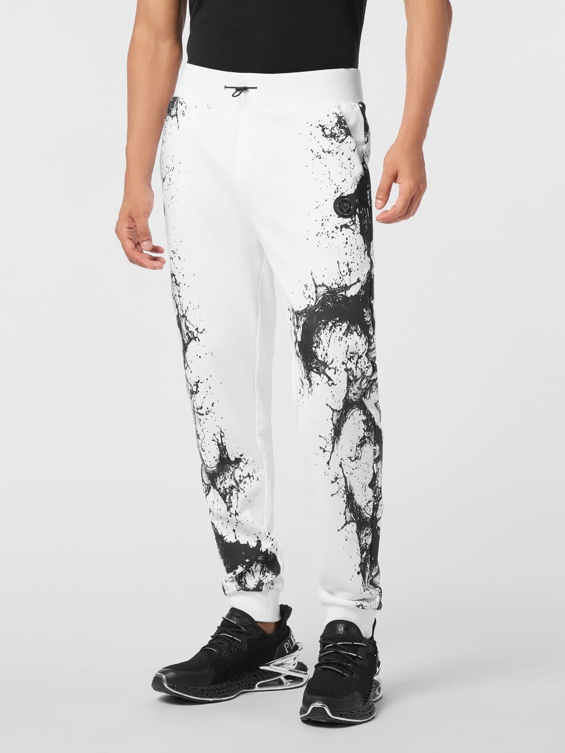 Plein Sport Abstract Print Jersey Jogging Trousers with Logo