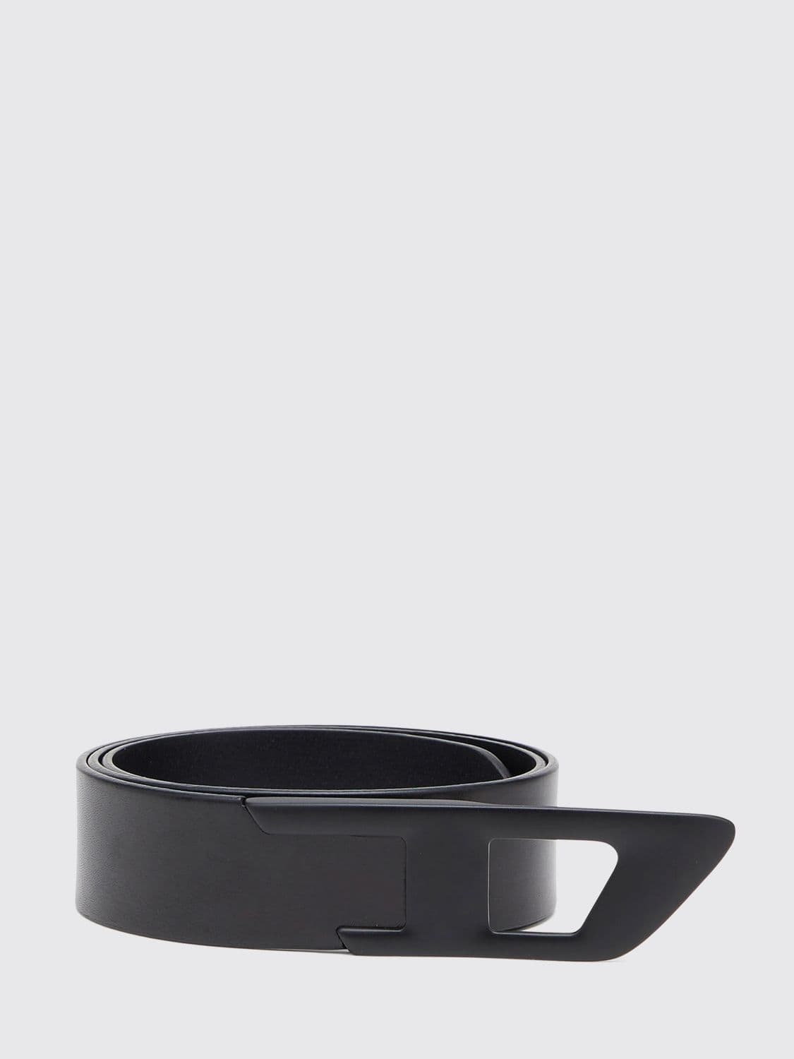 Diesel Adjustable Leather Belt with Oval D Logo Buckle