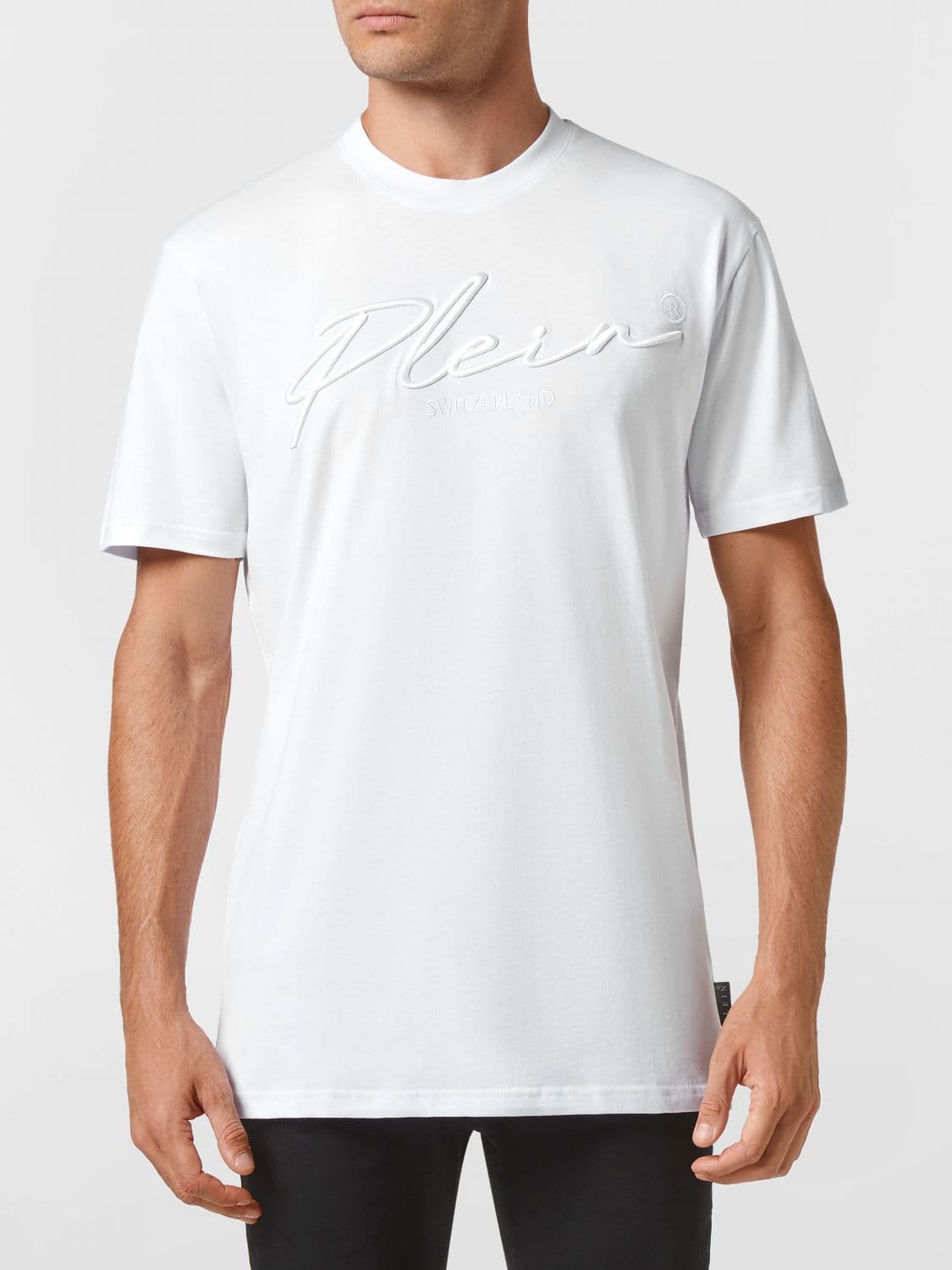 Philipp Plein Cotton T-Shirt with Tone-on-Tone Front Logo