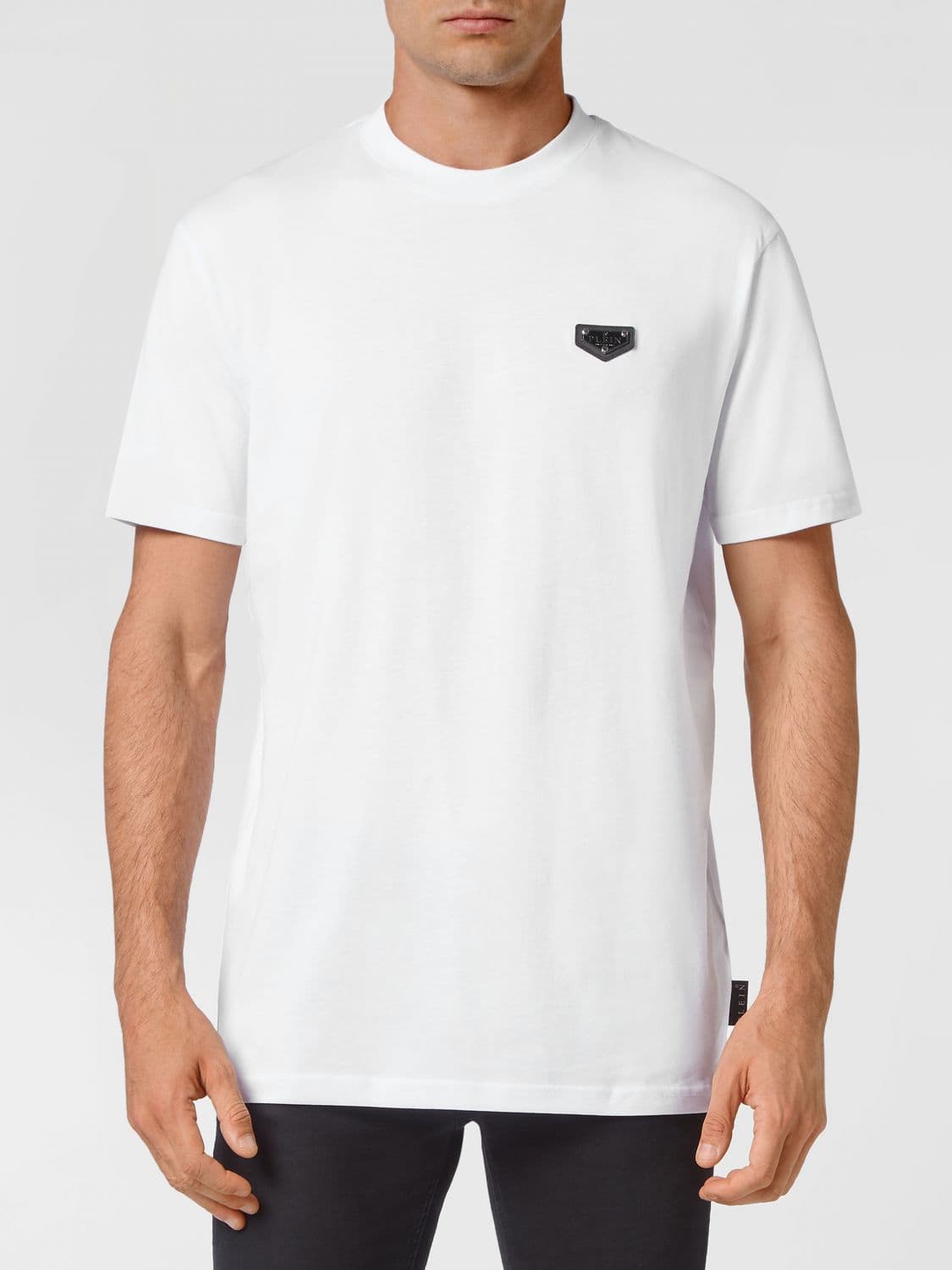 Philipp Plein Cotton T-Shirt with Applied Logo Patch on the Chest