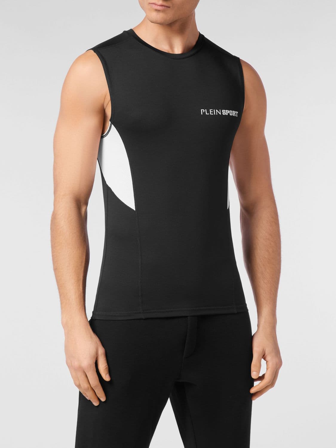 Plein Sport Slim Fit Cotton Tank Top with Contrast Logo