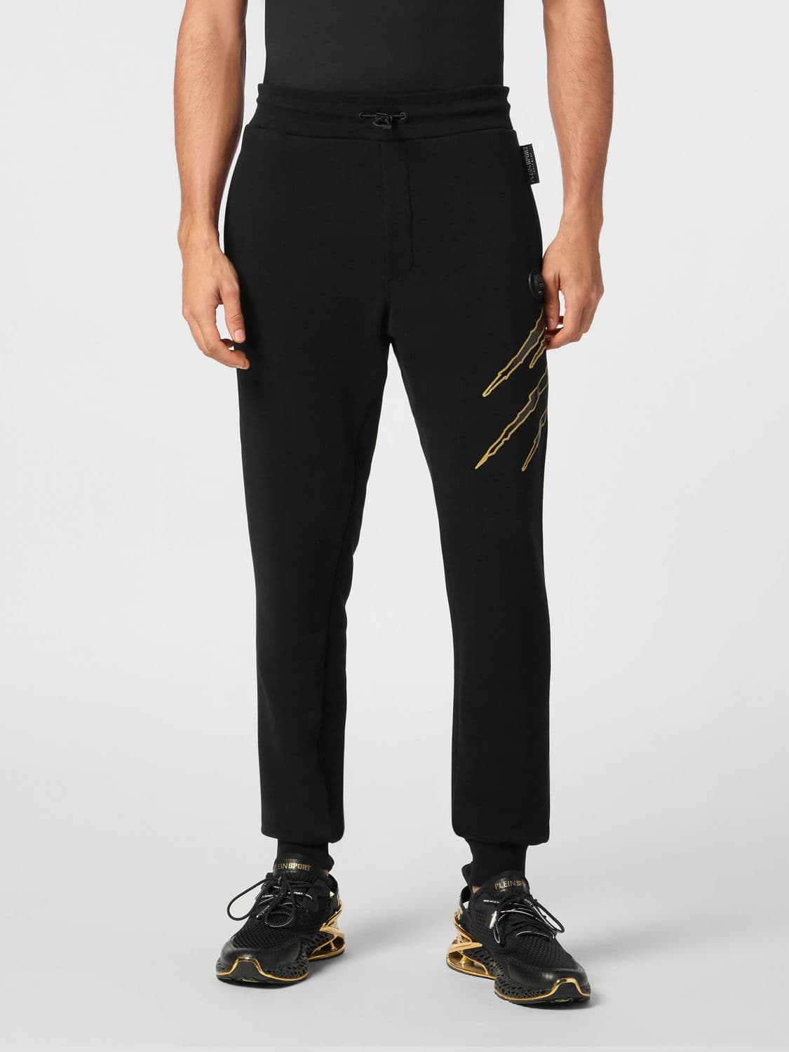 Plein Sport Jersey Jogging Trousers with Drawstring Waist and Printed Logo