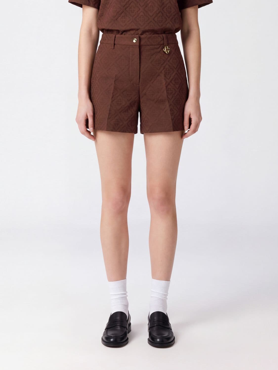 Casablanca Monogram Cotton Shorts with Logo Charm