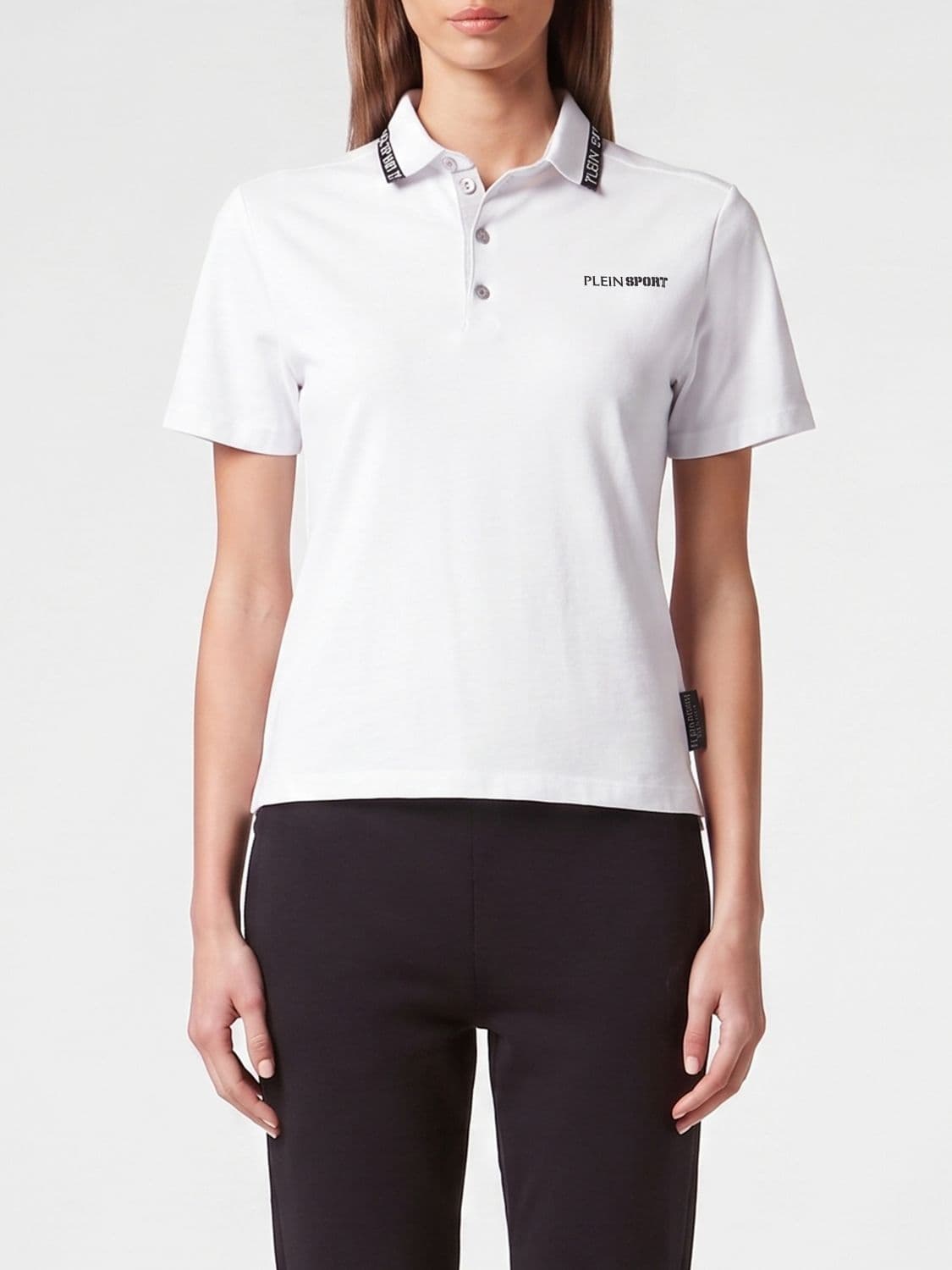 Plein Sport Slim Fit Short-Sleeved Jersey Polo Shirt with Printed Logo