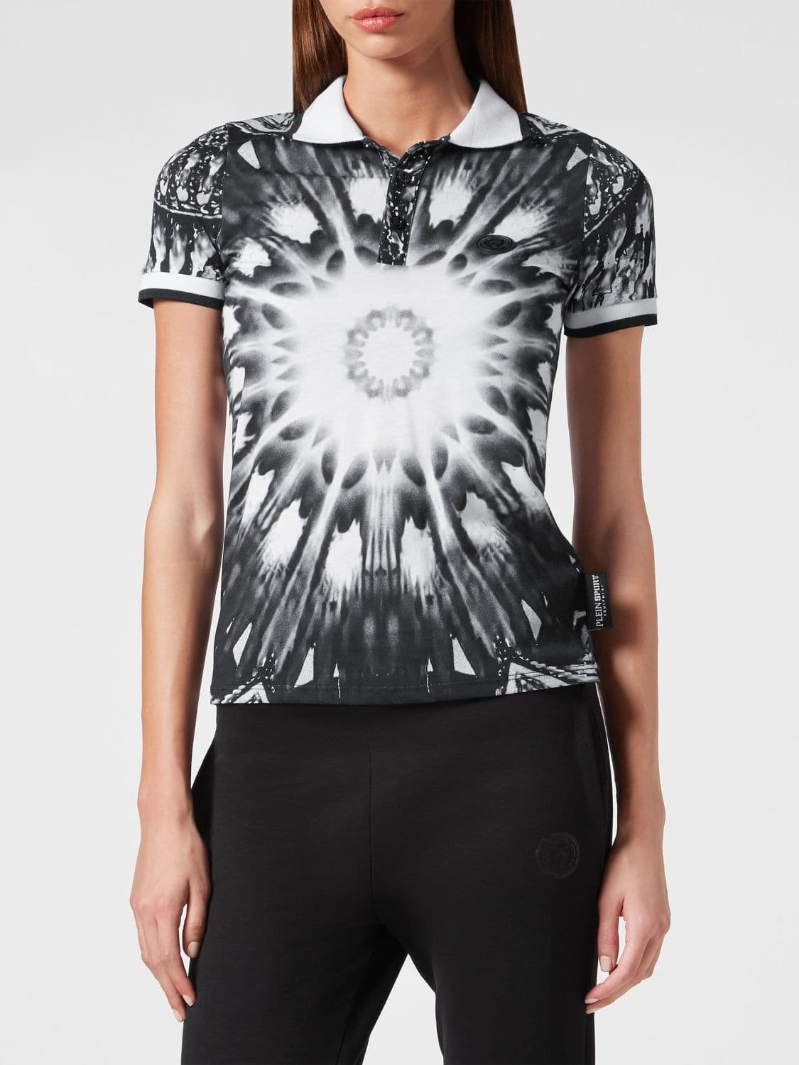 Plein Sport Slim Fit Abstract Print Jersey Polo Shirt with Back Logo