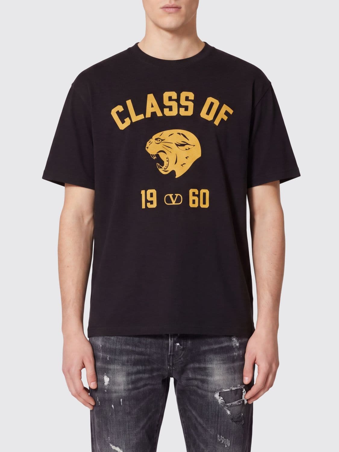 Valentino Garavani Crewneck Cotton T-Shirt with VLogo Signature Print