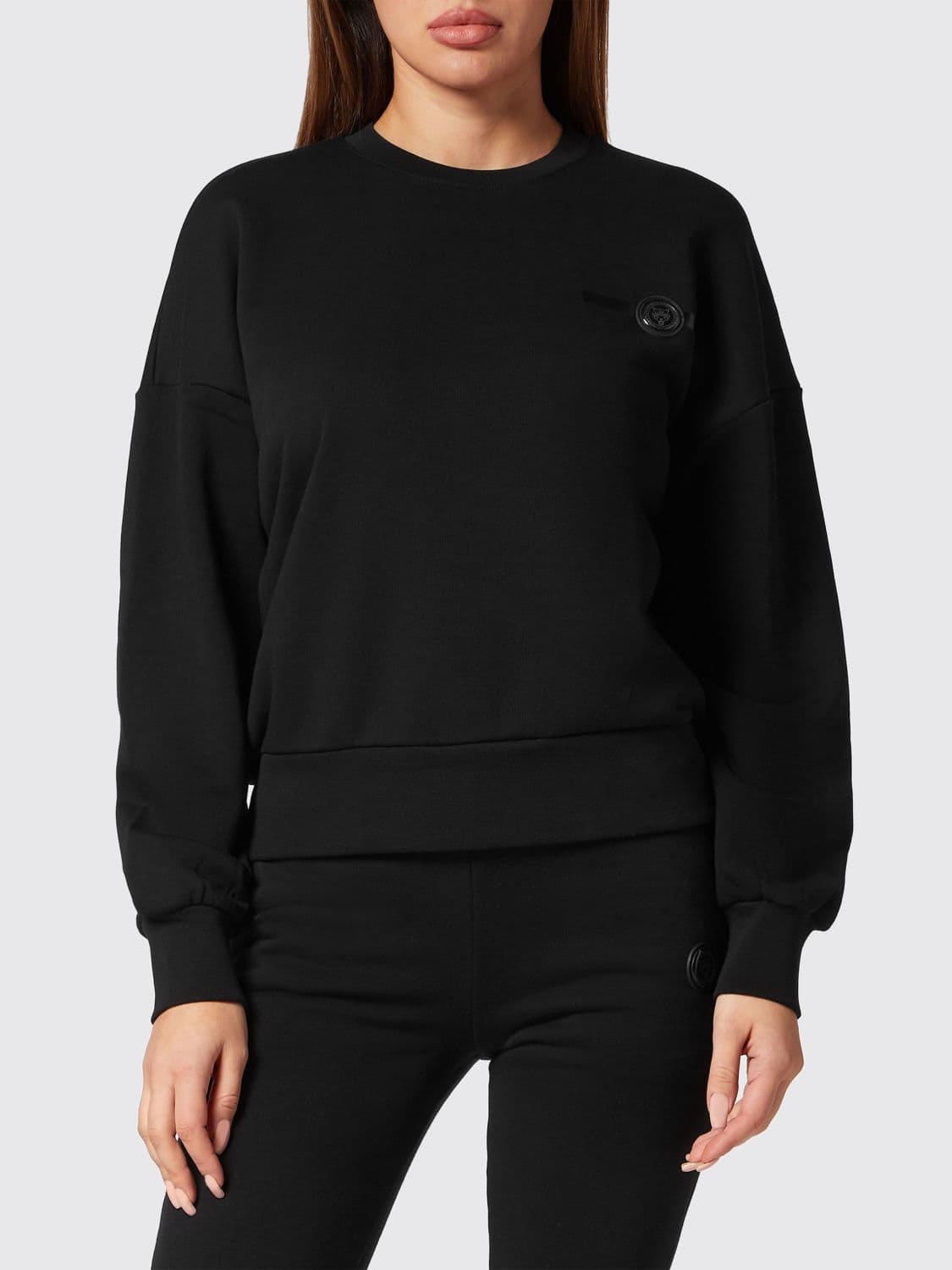 Plein Sport Crewneck Jersey Jumper with Applied Logo and Elasticated Hem