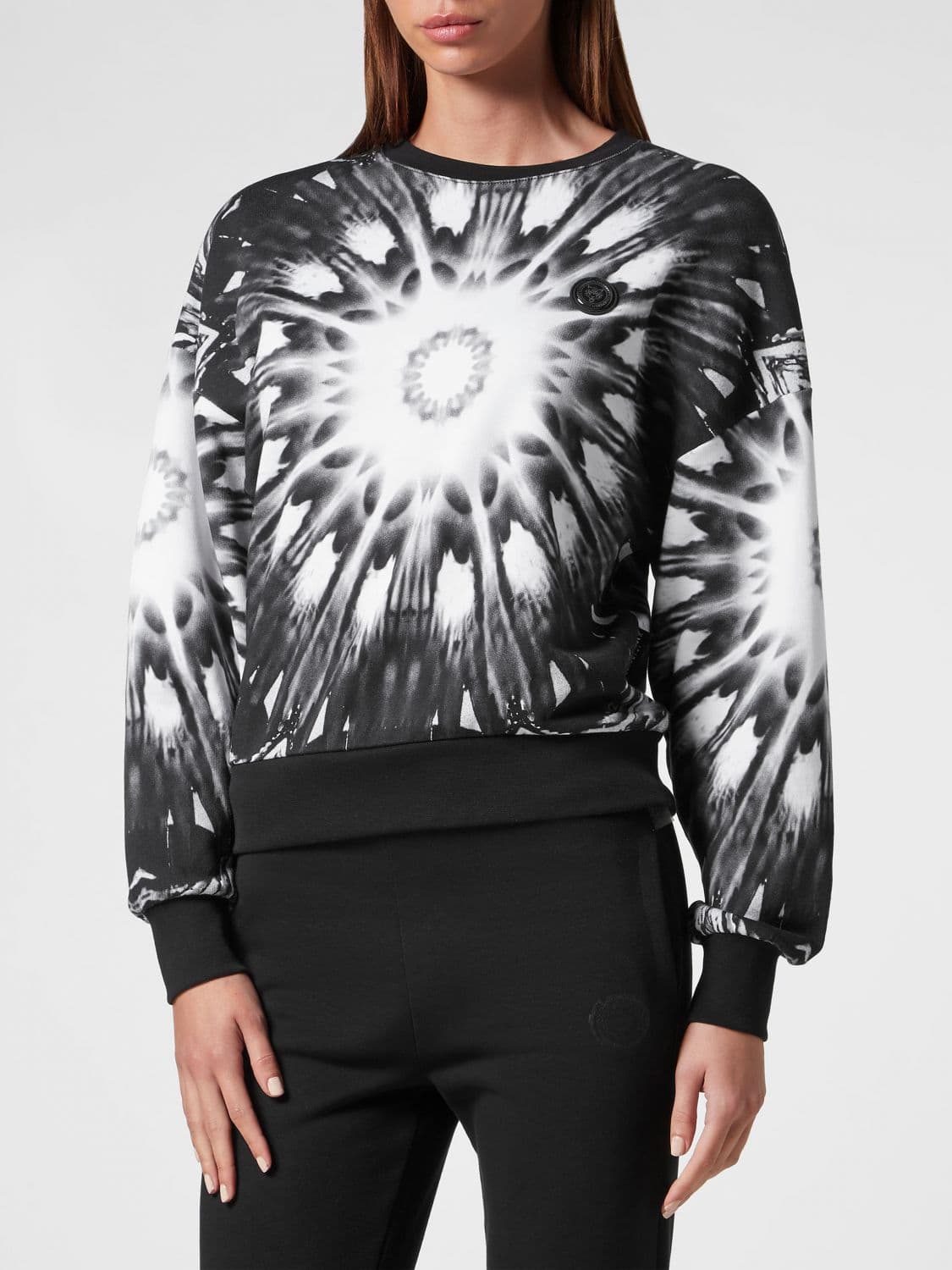Plein Sport Cotton Crewneck Sweatshirt with Abstract Logo Print