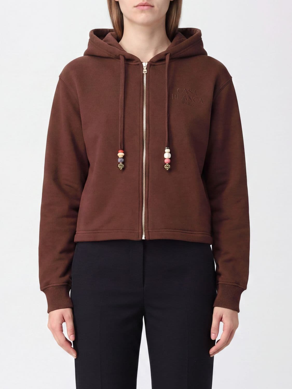Casablanca Cotton and Cashmere Blend Zip-Up Hoodie