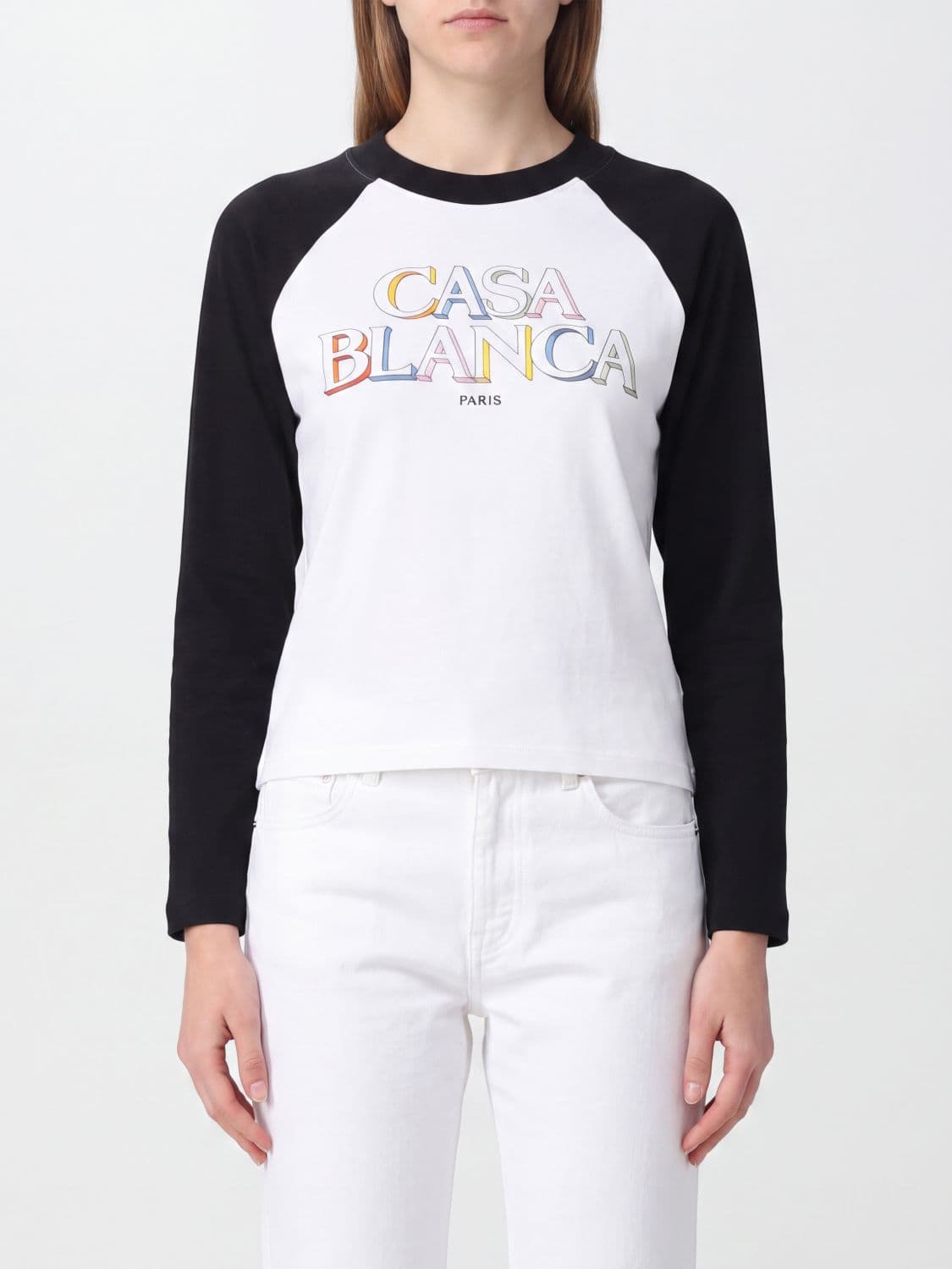 Casablanca Long-Sleeved Cotton T-shirt with Contrast Logo