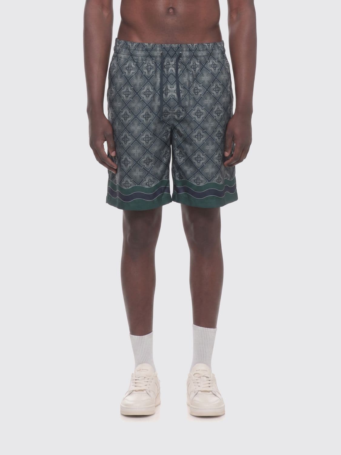 Casablanca Monogram Silk Shorts with Drawstring Waist
