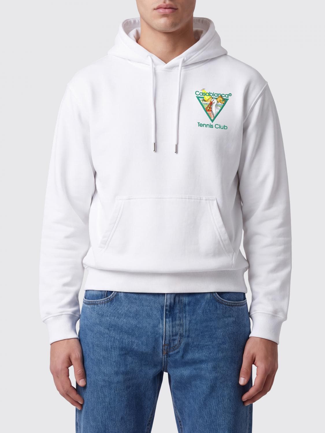 Casablanca Embroidered Logo Organic Cotton Hoodie with Kangaroo Pocket