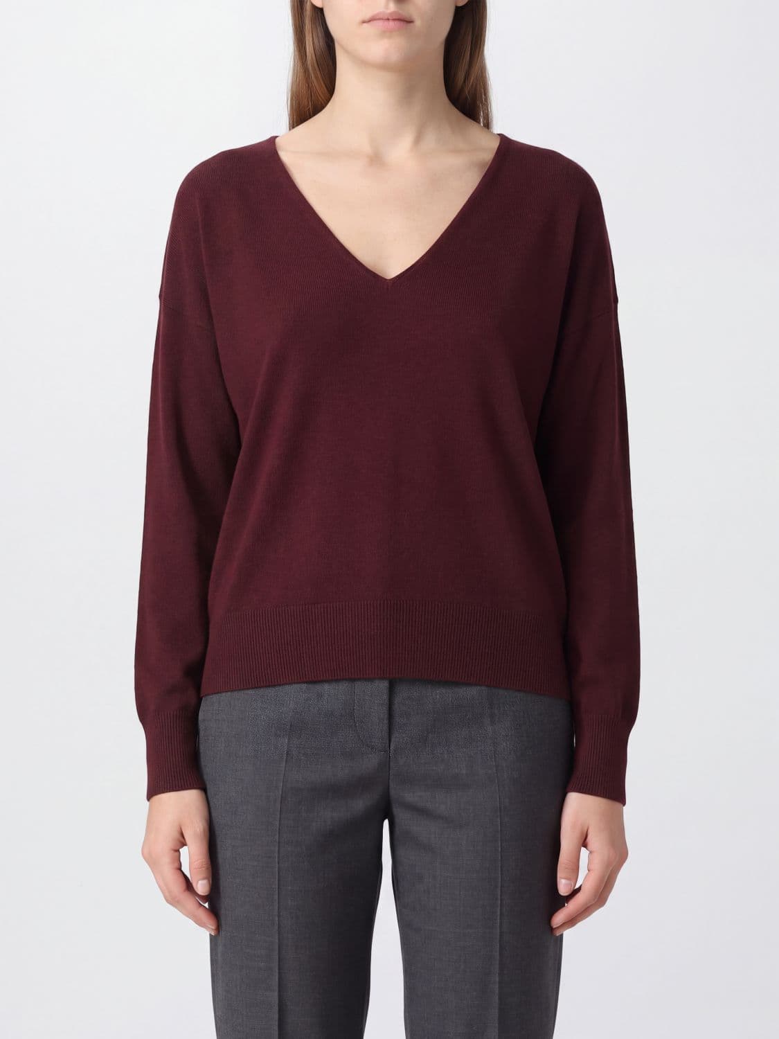 Roberto Collina Merino Wool and Cashmere V-Neck Jumper with Dropped Shoulders