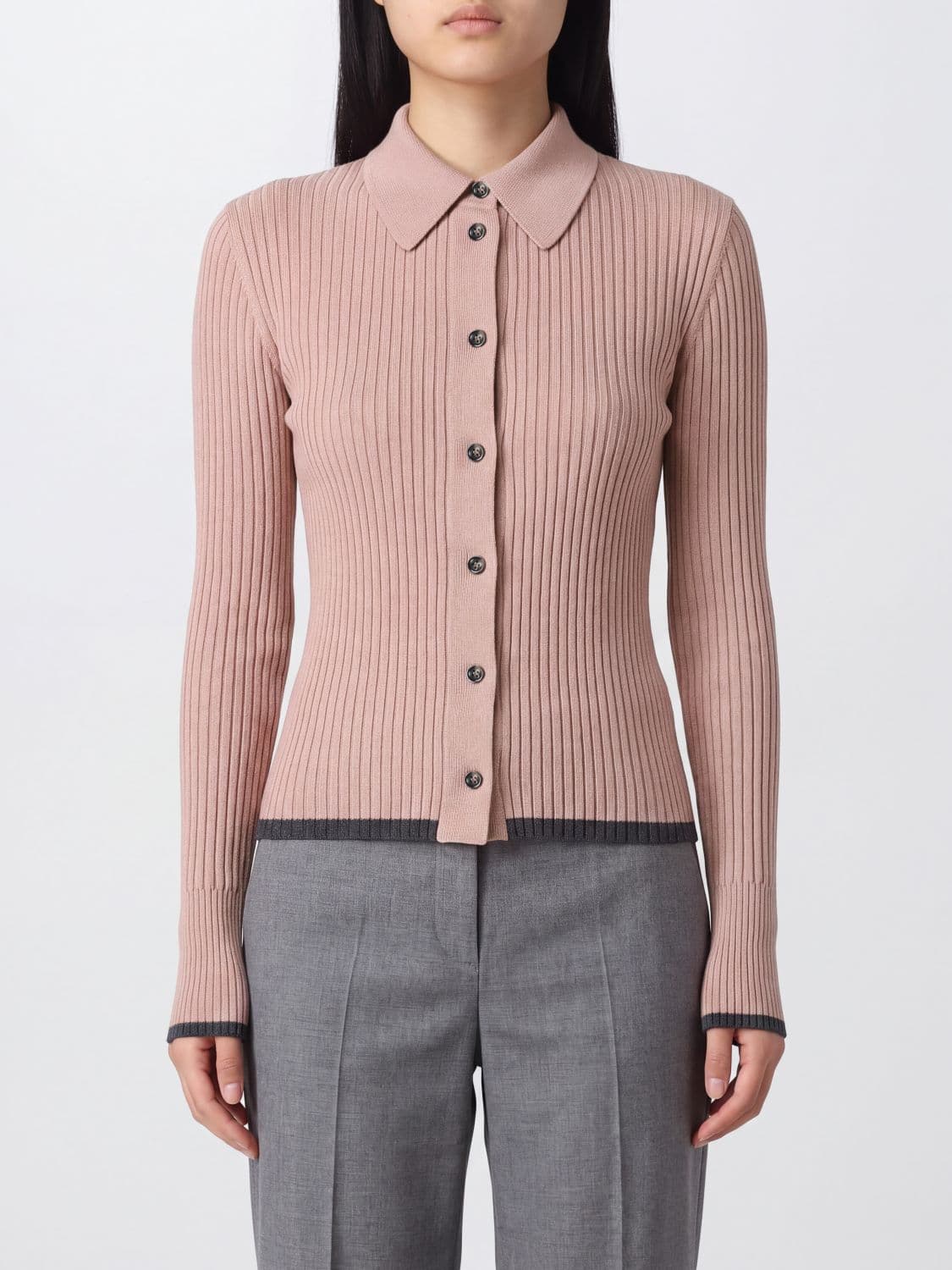 Roberto Collina Slim Fit Ribbed Merino Wool Polo Cardigan