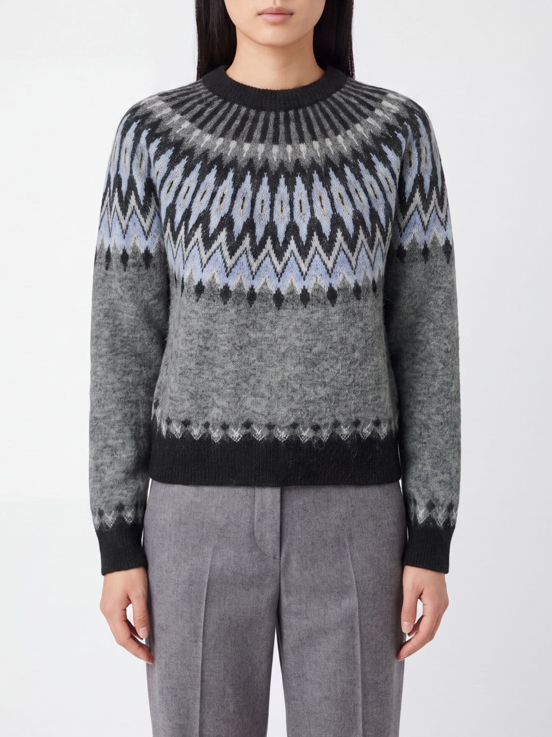 Roberto Collina Slim Fit Alpaca Blend Jumper with Ethnic Pattern