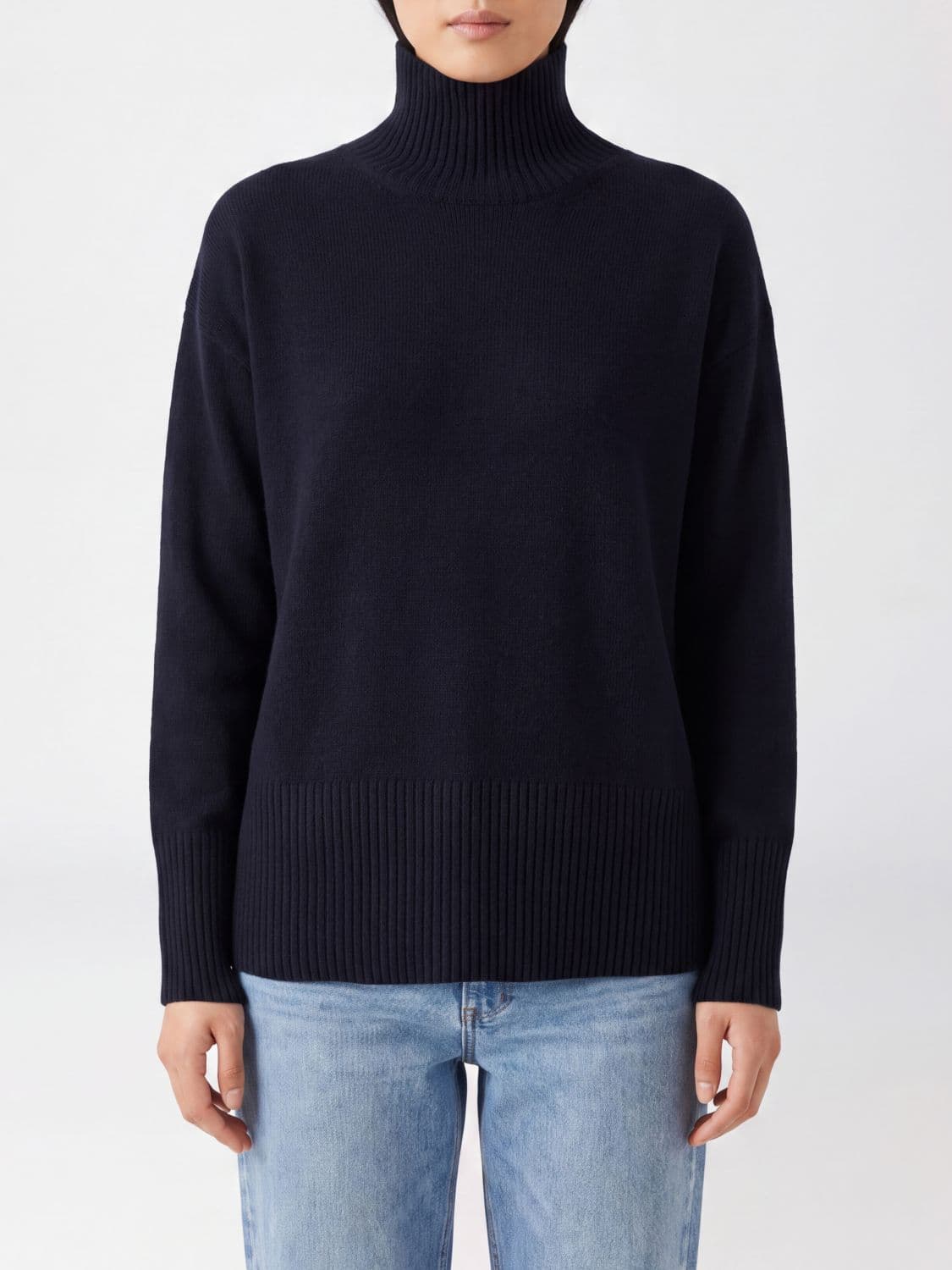 Roberto Collina Merino Wool and Cashmere Turtleneck Jumper with Ribbed Trims