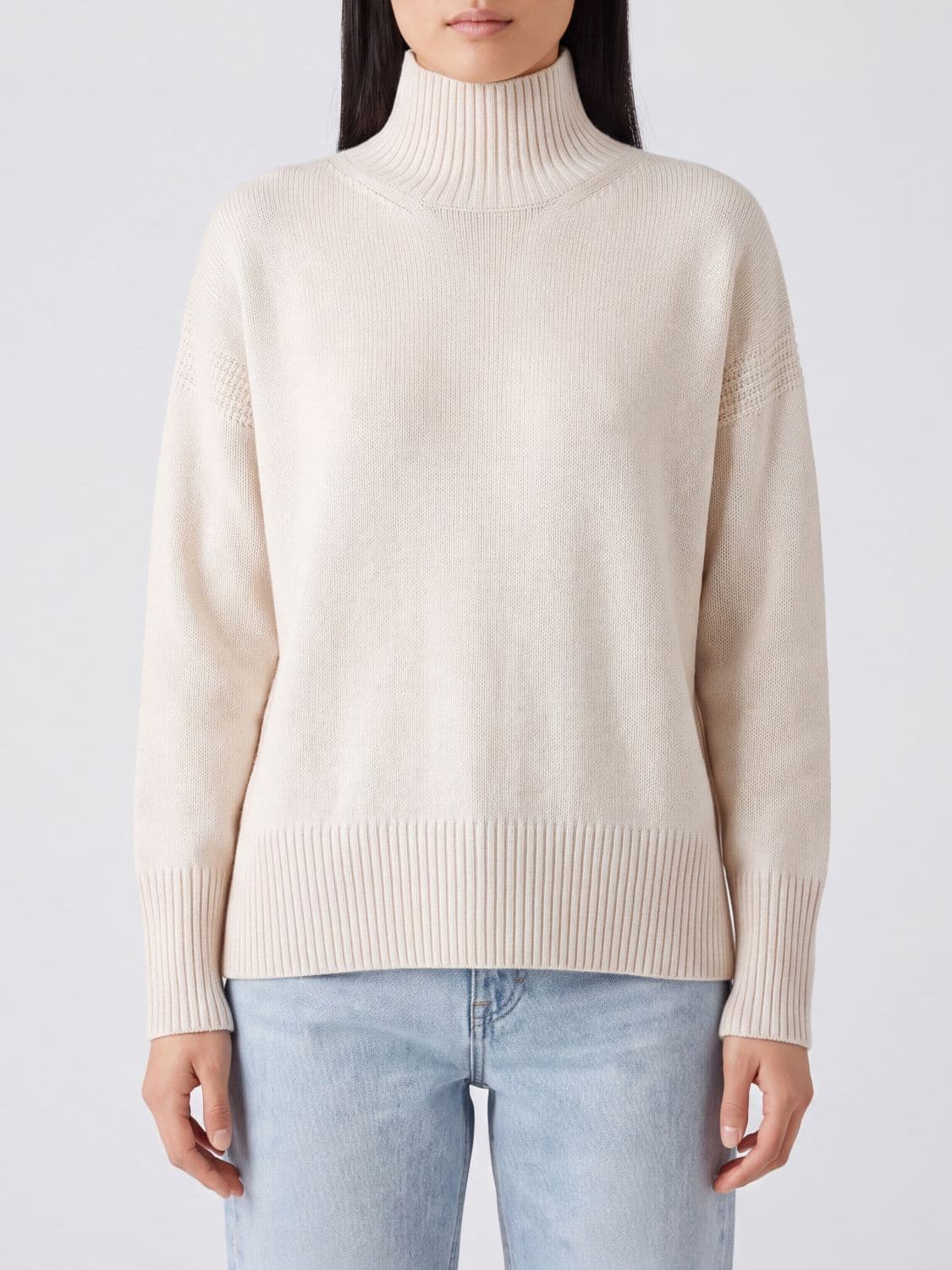 Roberto Collina Merino Wool and Cashmere Turtleneck Jumper with Ribbed Trims