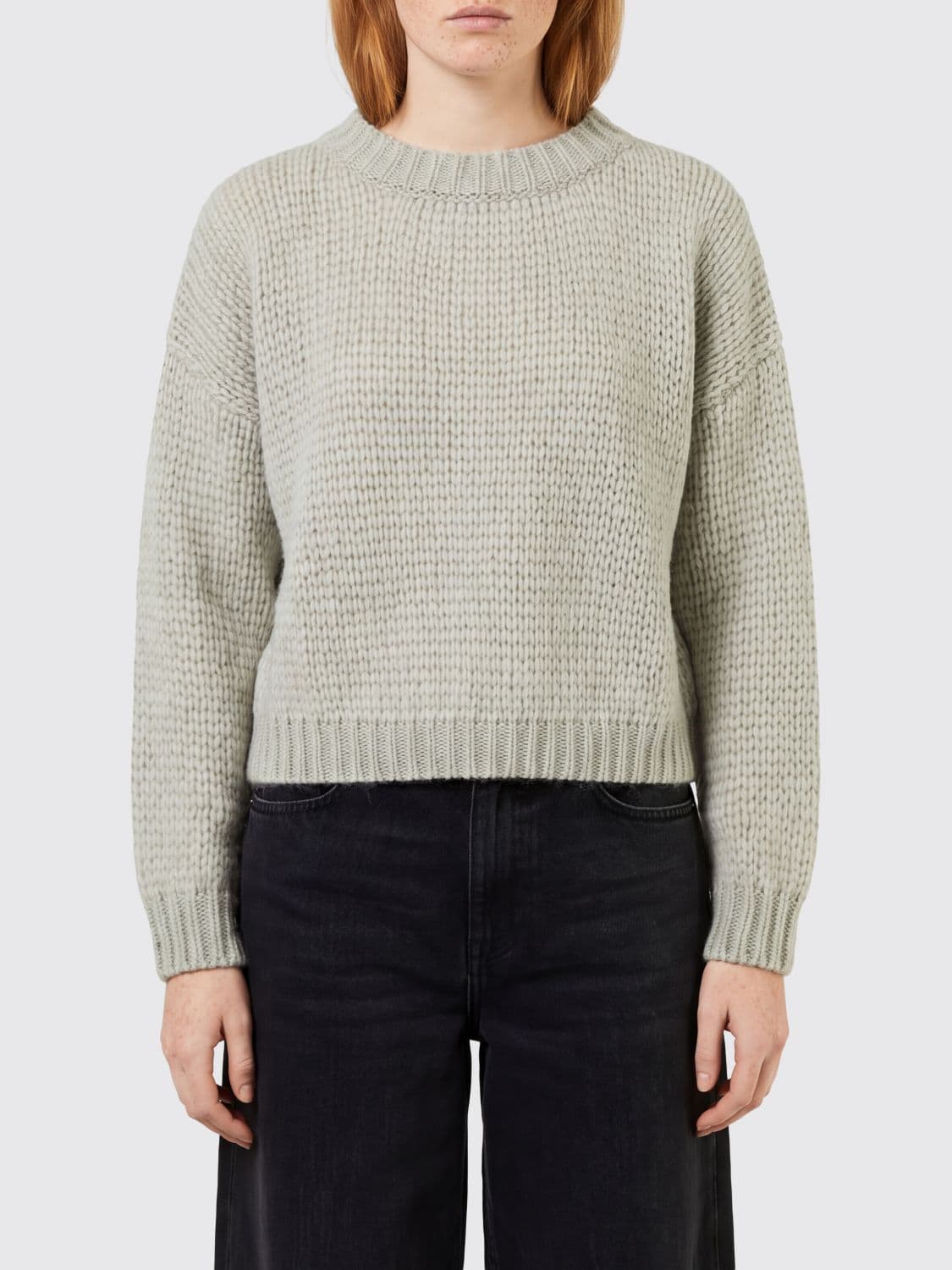 Roberto Collina Pure Wool Crewneck Jumper with Ribbed Cuffs and Hem