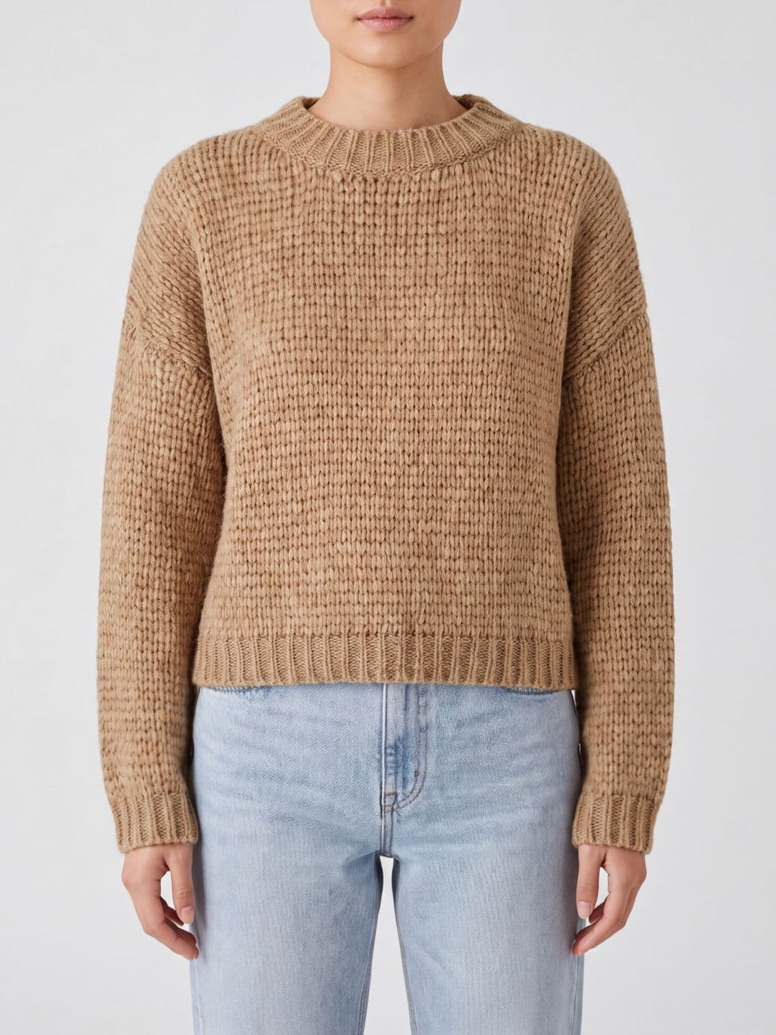 Roberto Collina Pure Wool Crewneck Jumper with Ribbed Cuffs and Hem
